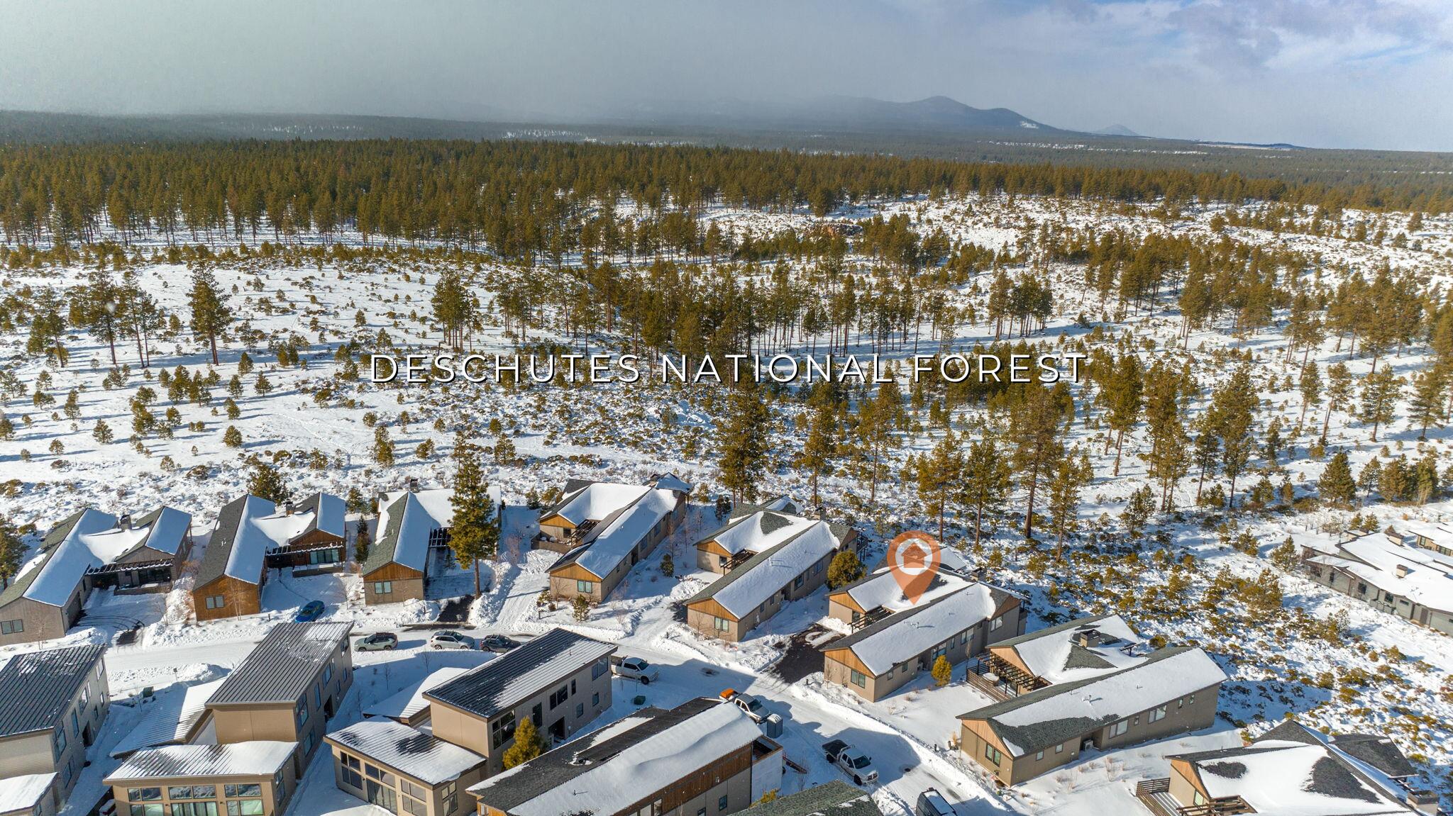 This beautifully appointed single-level home built by BendTrend Homes in Trailhead in Tetherow boasts superb craftsmanship and luxury finishes throughout. The vaulted great room with gas fireplace opens onto the walkout deck with protected views of the Deschutes National Forest, Cascade Mtns, golf course, and features covered and sunny outdoor spaces. Chefs will love the well-appointed kitchen featuring a Wolf range and drawer microwave, Subzero built-in fridge and wine fridge, 12 ft island w/eating bar, and walk-in pantry. The primary suite offers separation from the other bedrooms and includes motorized blinds and en-suite bath with dual-head tiled shower and radiant heated floors. Two Jr. Suites share a hybrid Jack & Jill bath and the large 4th bedroom doubles as a flex/bonus room. The oversized 2-car garage is outfitted with cabinetry, storage racks, and Swisstrax flooring. Don't miss the 1100 sq ft  finished, locking storage area under the house. Full golf membership included!