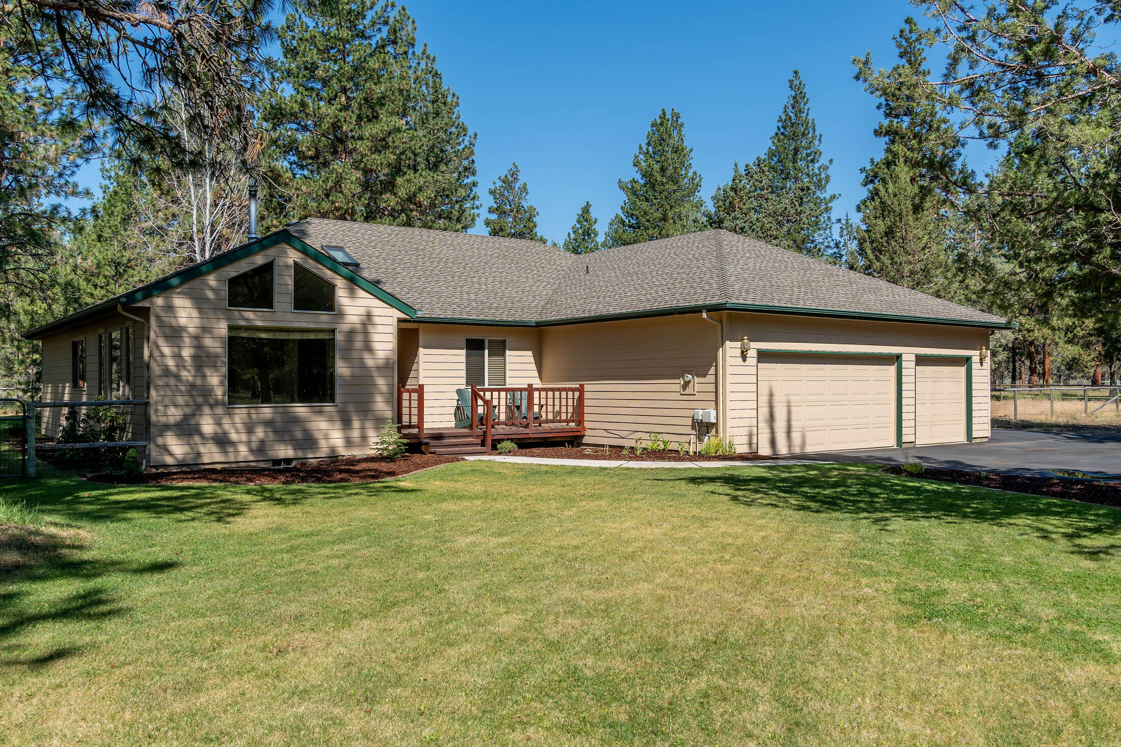 Custom Home directly accessing hundreds of acres of National Forest Land! Don't miss this meticulously maintained main level home offering 3 bedrooms and a large front office. Large chef's kitchen with vaulted ceilings capturing the breakfast nook and expansive great room highlighted by a real wood stove! This single story living is placed on a  spectacular lot with significant elbow room offering great privacy; yet living very close to the town of Sisters.  Convenient RV storage with electrical hook up located on the garage side of the home. This gem is beautifully maintained in the highly desirable Sage Meadow Community. Move in ready - make it yours today!