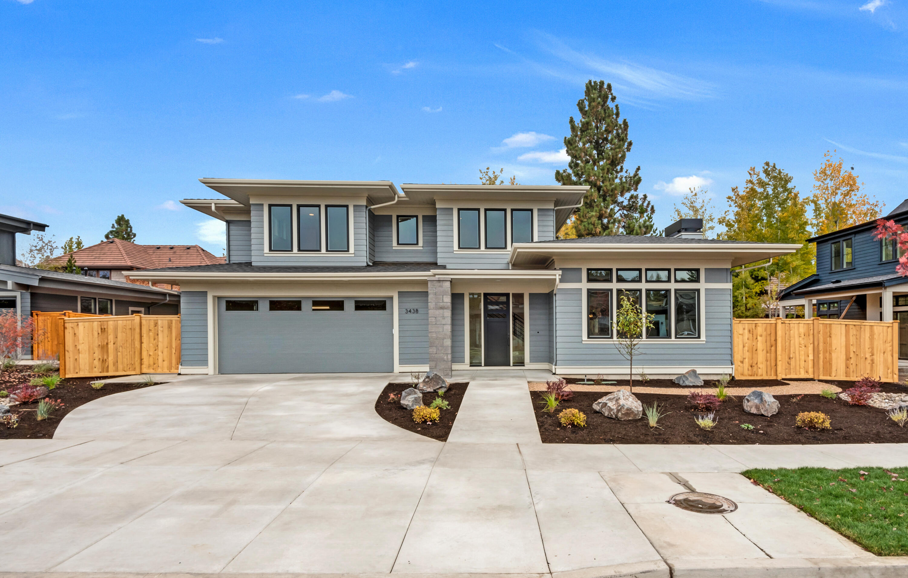 Welcome to Shevlin West, a new neighborhood on Bend's westside tucked in above Shevlin Park and adjacent to Westgate, Three Pines and Shevlin Ridge. Once complete the neighborhood will include 116 custom designed homes, built by a variety of local builders, along with 4 acres of open/park space. Shevlin West has all the charm and architectural diversity of similar neighborhoods like Shevlin Ridge, NorthWest Crossing and Discovery West. Along with superior access to westside amenities, trails, parks and schools. Lot 3 is only a few steps away from the large neighborhood park, with a design from the award-winning Jason Todd Designs. A Frank Lloyd Wright inspired Prairie home with an open layout, vaulted great room, dining room and main level resident suite. Upstairs features two additional guest bedrooms, bathroom along with a flex space for quiet reflection or workouts and a dedicated space for gathering.
