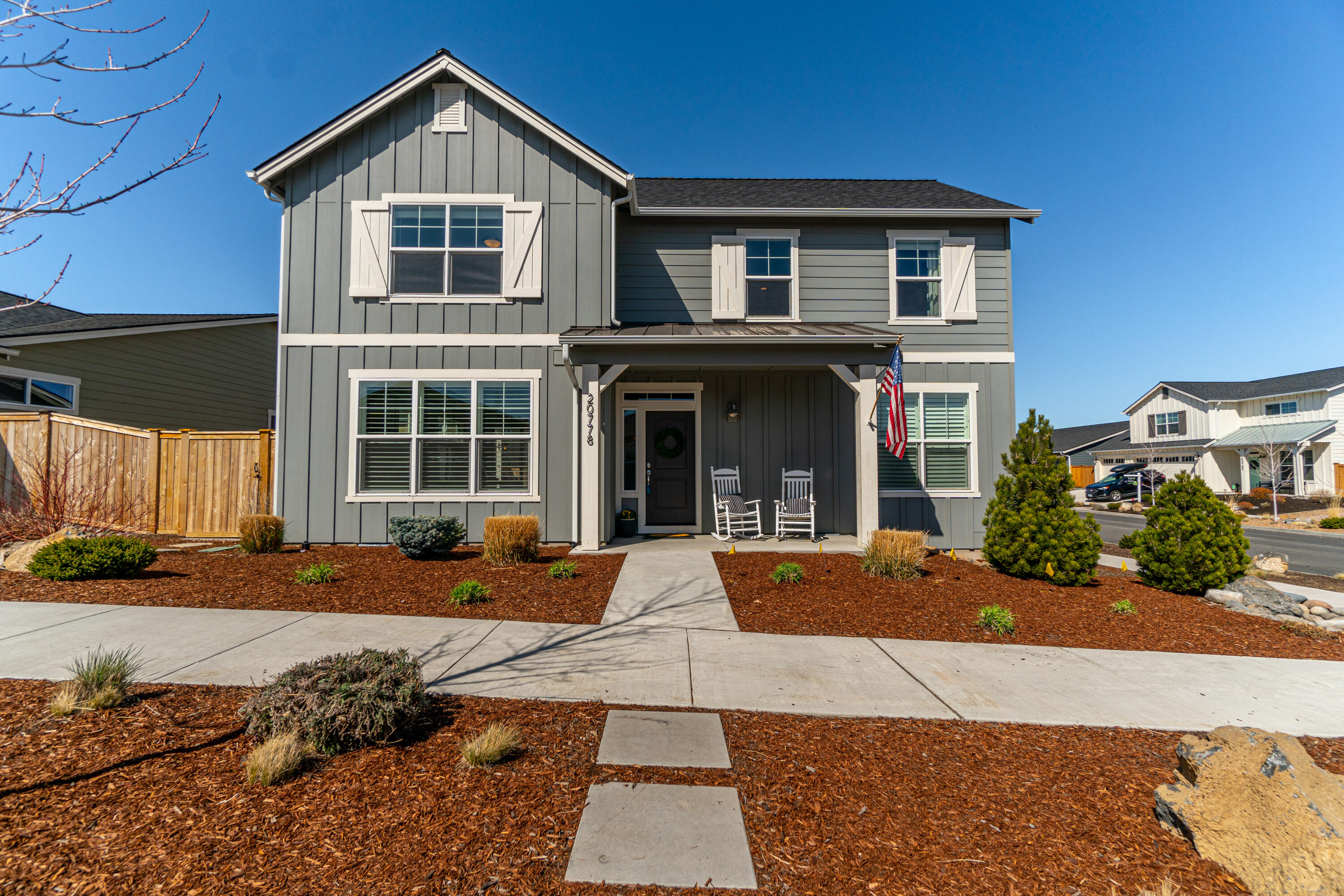 This immaculate farmhouse-style home awaits you! NE Bend Location with easy access to all the amenities Central Oregon has to offer. Additionally, enjoy a brand new 2.7-acre neighborhood park provided by Bend's Parks and Rec as well as the natural scape of Juniper Ridge to explore! This Earth Advantage-certified home gives you a spacious open floor plan that is great for entertaining, 3 Bedrooms upstairs with a bonus room and the 4th bedroom (office, den) on the main level. Outside you have the privacy of a corner lot, a fenced yard for everyone to have fun, especially in the cozy hot tub. Ohh! And don't forget the attached 3 car garage! You don't want to miss this gem!