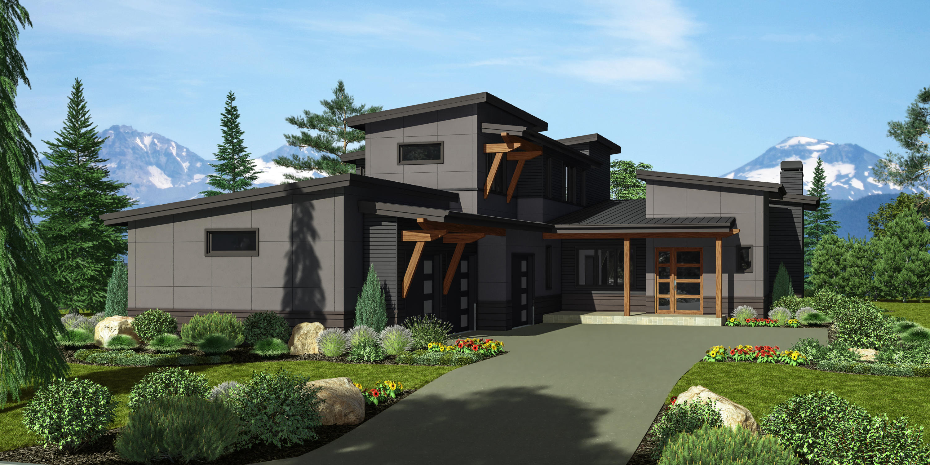 High desert landscape, Cascade Mountain views and the big Bend sky are just a few natural elements to be enjoyed from back of this new NW Modern home in Tartan Druim on lot 255. Situated on just over a half acre, this 3,466 sf home features a main level master suite, study, and two additional upstairs en-suites plus loft/media room. Features include exposed beams, custom cabinetry, rich woods, solid surfaces, designer tile, high end appliances, built in fridge, A/C and 3 car garage. Set in Tetherow & bordering the Deschutes National Forest, Tartan Druim offers direct access to Phil's Trail & is conveniently located on Bend's West side. The neighborhood park, Tartan Place, features 3 acres of grass, bocce ball courts, firepit, and more.