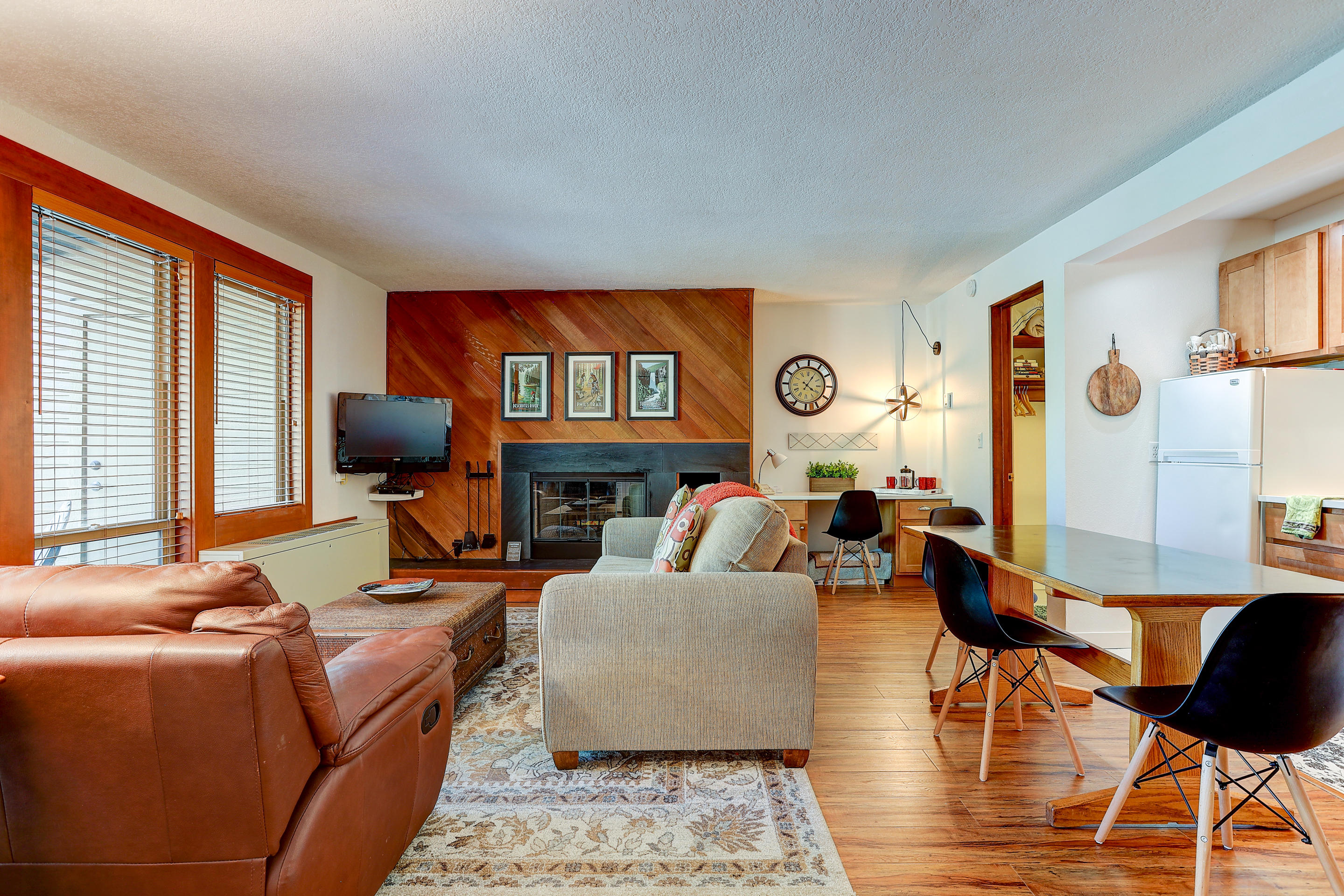 This desirable ground floor unit in the popular Inn of the 7th Mountain has been completely updated, and is ready for new owners. One bedroom, plus a murphy bed in the living area. Wood-burning fireplace, quartz counter, laminate and tile floors. Storage closet on back patio. Convenient access to trails. Amenities include pools, hot tubs, tennis and pickle ball, disc golf, fitness center, onsite restaurant.