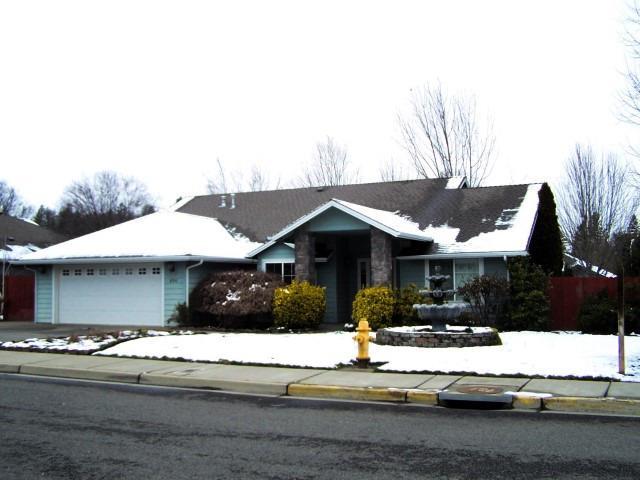 Quality, 1744 square foot, Kirk Chapman home was built in 2003 and offers three bedroom/two baths. Beautiful entrance welcomes you to the spacious living room which includes a gas, corner fireplace and sliders to the covered patio. Kitchen has corian counters, ample storage and nice pantry. There is an eat in kitchen area and also a formal dining room. Home has a split bedroom floor plan. The master suite has coffered ceilings with glass sliding doors to the covered patio. Master bath has double sinks, shower and walk-in closet. Home is situated on .23 acres. The corner lot offers plenty of front, back and side yards if you are looking for a bit of elbow room in addition to RV parking. Situated nicely in the back yard is a 10 X 16 Tuff Shed for additional storage. The Oleander's are gorgeous in the summer!