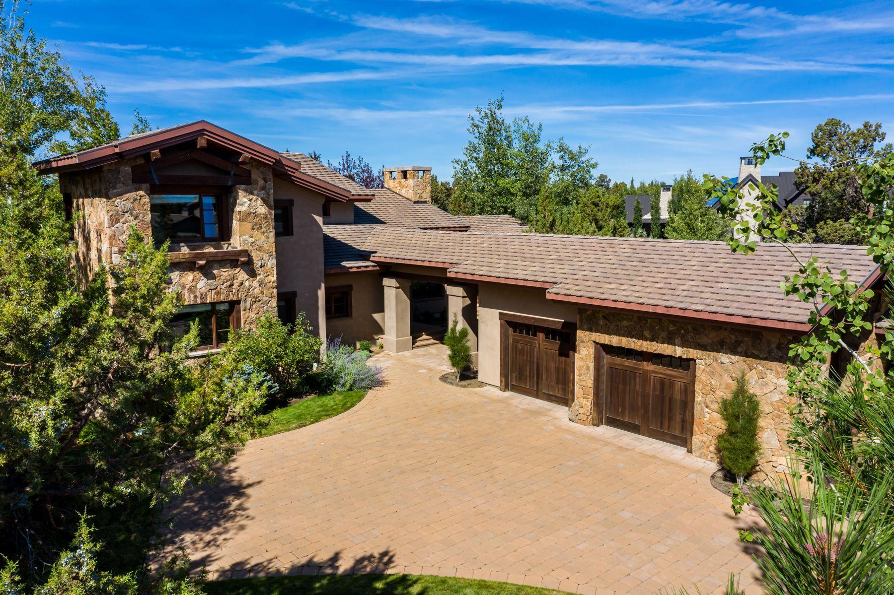 Privacy, tranquility, space and stunning views within 25 minutes from Downtown Bend. Graciously situated on .54/acre with breathtaking fairway, lake and Cascade Mountain views, this timeless Pronghorn home offers unsurpassed craftsmanship and design. Dramatic exposed beamwork, floor-to-ceiling stone fireplace, and an outdoor oasis created to take in the Central Oregon skies. Entertainer's dream kitchen opens to an exquisite Great Room and features solid surface counters, butler's pantry, and extensive bar. Private main level Master Suite w/stone fireplace and spa-like bath. Main level also offers guest suite and office space. Upstairs: 3rd en suite, media rm and add'l dual home office space overlooking lake and course. Full golf membership included w/access to all Pronghorn amenities: Nicklaus and Fazio golf courses, private club, multiple dining options, pools, tennis, fitness center and 24 hr security gate. Find solitude and still have close access to everything Bend has to offer.