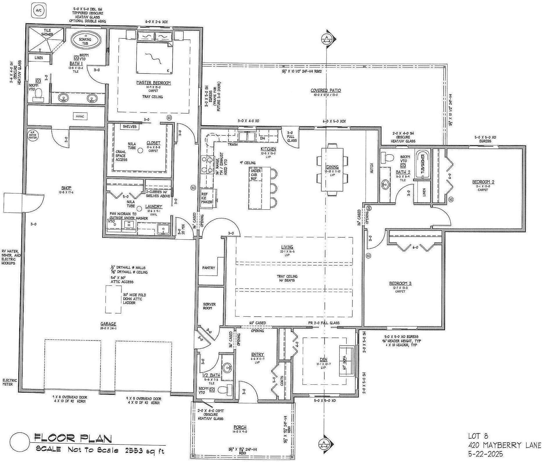WOW! This home to be built has it all: Single level, 3 bedrooms, 2 1/2 baths, 2-car garage WITH a tandem bay/shop, HUGE RV parking with hook-ups AND room for a pool! Still time to customize the plan and amenities. You'll love this new floor plan by Mark Thomas Construction. Large welcoming front porch, spacious entry with large coat closet. Great Room with boxed beam ceiling. Double pocket doors to Den/Office with closet. Island kitchen with walk-in pantry, Kitchen-aid cooktop, wall oven/micro, and fridge. Dining area adjacent to kitchen. Large utility room w/folding counter and sink. Guest bedroom wing with 2 spacious bedrooms and guest full bath. Powder room off the entry. Master Suite with water closet, custom tile shower, soaking tub, dual vanities and large custom closet.  RV parking is 15' x 75'!! wide with RV hookups. Sweet west Central Point location in the Mae Richardson school dist.