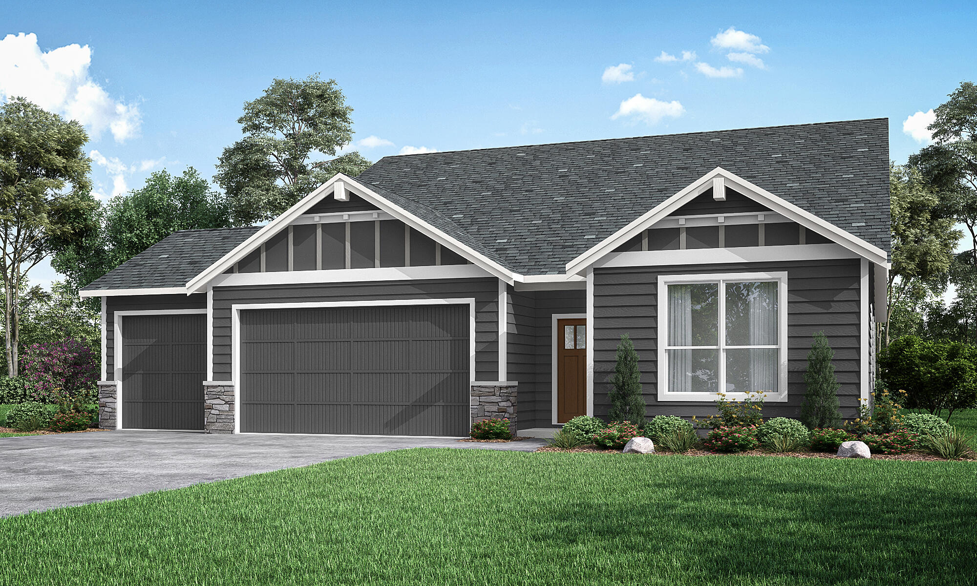 New construction in the desirable Eagle Point Golf Community! Step into this inviting 1,803 sft single-level home, where comfort meets open-concept living. With 3 bedrooms and 2 bathrooms, there's plenty of room to grow, relax, or entertain. The heart of the home, a spacious great room and kitchen, features vaulted ceilings that make the whole space feel light and open. It's the perfect place to unwind, connect, and truly feel at home. Home features a 3-car garage, perfect for your golf cart or extra parking. Home to-be built. Set to break ground in November. Floor plans are computer generated and actual construction may vary. Pricing, dimensions, exteriors and specifications are subject to change.