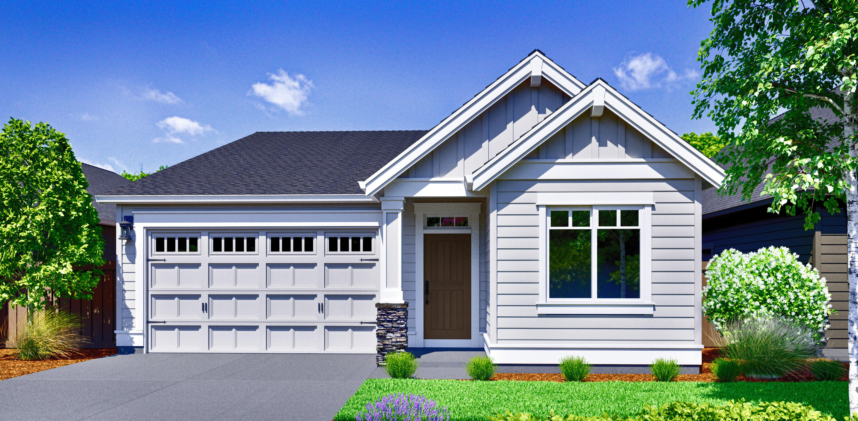 $5,000 preferred lender incentive for closing costs and/or buydown! By award-winning builder, Pahlisch Homes, known for style, smart-home features, and quality finishes. This beautiful new, single-level home has southern exposure with a comfortable open-concept design. The vaulted greatroom has a cozy gas fireplace and extra tall sliding doors providing natural sunlight and access to the spacious covered patio that's also accessible from the primary suite. Separated front bedroom has ensuite access to full bath. Features wood composite plank flooring from entry thru greatroom, full-height backsplash, tile shower in primary suite, rear yard landscaping, and an A/C! Amazing community amenities include parks, swimming pool, picnic pavilion, children's playground, ½ sports court, and the community pathway along the protected wetland reserve with gate for accessing Prineville's Barnes Butte public walking trails. Example photos, specs vary.  Model home is open Fri-Mon, 12-5:00pm, or appt.
