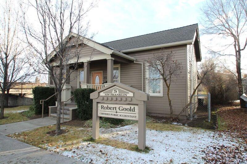 Completely renovated historic office building near downtown. Two private offices, open central work space, small reception, kitchen and ADA restroom with shower. Perfect for an owner user. Tons of architectural character and historical significance. 1,072 square feet of first floor office and 924 square feet of basement/storage (per Deschutes County tax records)