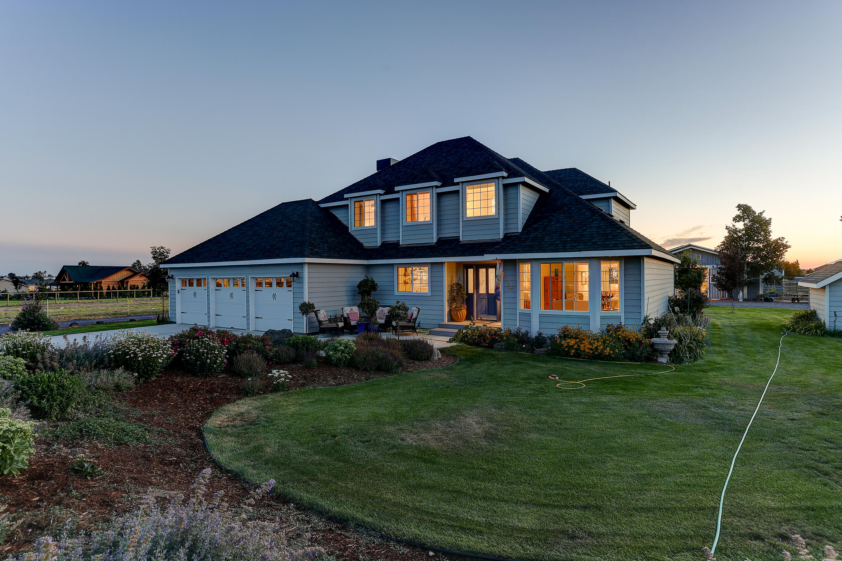 This stunning Equestrian Meadows home has it all! Smith Rock & Panoramic Cascade Mountain views, 3 bedrooms, 2 &1/2 baths w/ 2265 sq. ft. living space, 3 car garage on 6 acres w/ 4.55 acres irrigated w/pond. Located on the 1st floor you will find the living room, half bath, laundry, & formal dining room that opens up to the kitchen & family room. 36 x 48 five-stall matted barn w/ 3 runs w/an addition 48 x 36 hay / equipment storage, heated tack room, hot & cold wash rack, Nelson waters, in & outdoor dog run, 120' diameter riding arena & cross fenced. The home has been completely remodeled w/new Kitchen Aid appliances, 36' BlueStar range w/pot filler, custom cabinets, bathrooms have new tile showers, quartz countertops, soaking tub, new furnace / AC, solar system, central vac, new carpet, refinished wood floors, exterior sliding, all new windows w/transferable warranty, new roof, new front & back decks w/pergola. Call today to schedule an appointment to come see it!