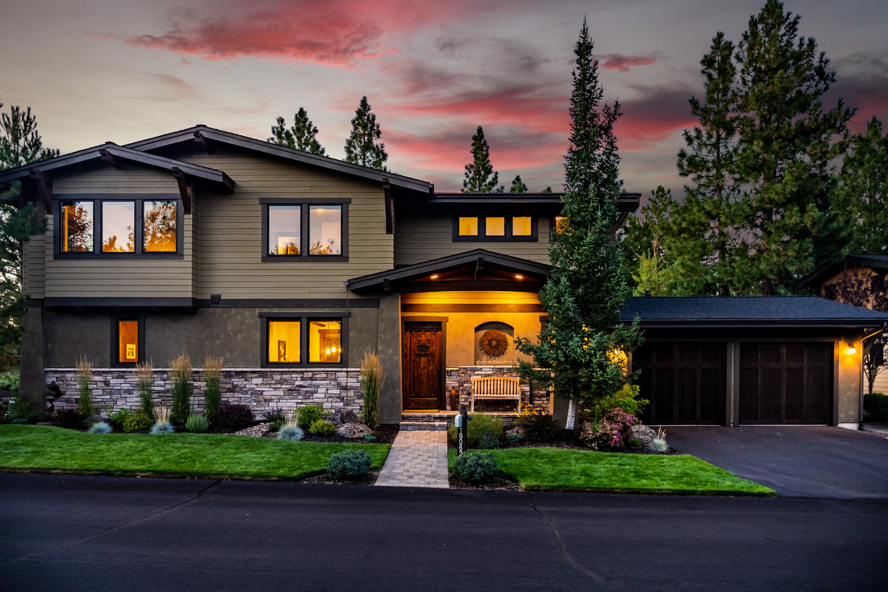 You don't want to miss this beautiful Craftsman home in Three Pines w/ close proximity to Shevlin Park. Entering the home, you're greeted by 18' ceilings, abundant windows, & a beautiful gas fireplace in the living room. Quality craftsmanship throughout including custom alder woodwork w/ 8' solid doors, built-ins, & rich hardwood floors. Spacious main level primary suite w/ soaking tub, dual headed tile shower, & walk-in closet, opens to a private patio & fenced backyard, backing to wooded area for added privacy. Enjoy the inviting chef's kitchen w/ granite counters, stainless appliances, Instahot, & island perfect for entertaining. Upstairs you'll find two additional large bedrooms, separate office, & huge bonus room w/ built-ins & peekaboo Cascade views. Other features include built-in speakers, central vac, Bali blinds, Nest doorbell & thermostat, 3+ car tandem garage, new exterior paint in 2021, south facing driveway, & more, all on Bend's highly desirable NW side!