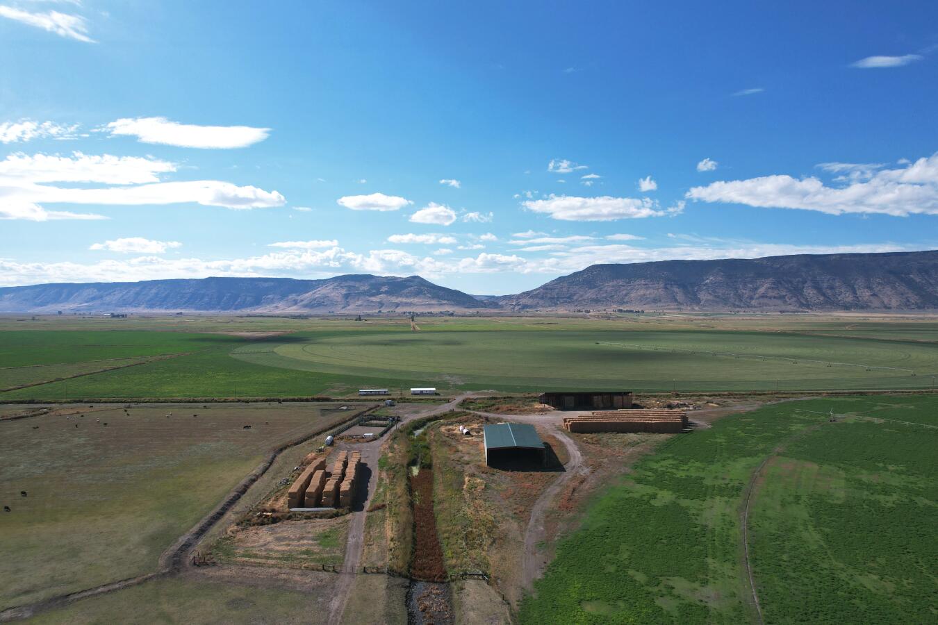 Incredible opportunity to purchase one of the most productive and easy to manage alfalfa hay and cattle ranches you will ever find. 1,437+ acres that is certified organic and almost entirely income producing. Aprox. 1,300 acres of top priority water rights. Around 900 acres in alfalfa under wheel lines and pivots, Around 400 acres in flood irrigated grass. Extensive irrigation canals so that water is always close by, greatly reducing pumping costs. Local water district supplies water and maintains the canals for only around $12 per acre. Electric is one of the least expensive on the whole west coast. The rich black peat soil is so productive that it continually produces 3 to 5 tons of alfalfa per acre with no inputs required. No fertilizers used  and it has produced consistantly for 25+ years. The historical records show it is the most productive ranch in the area! Subdividable. Trophy deer/antelope. Buyer to do their due dilignece. Last two pictures are of the adjacent reservoir