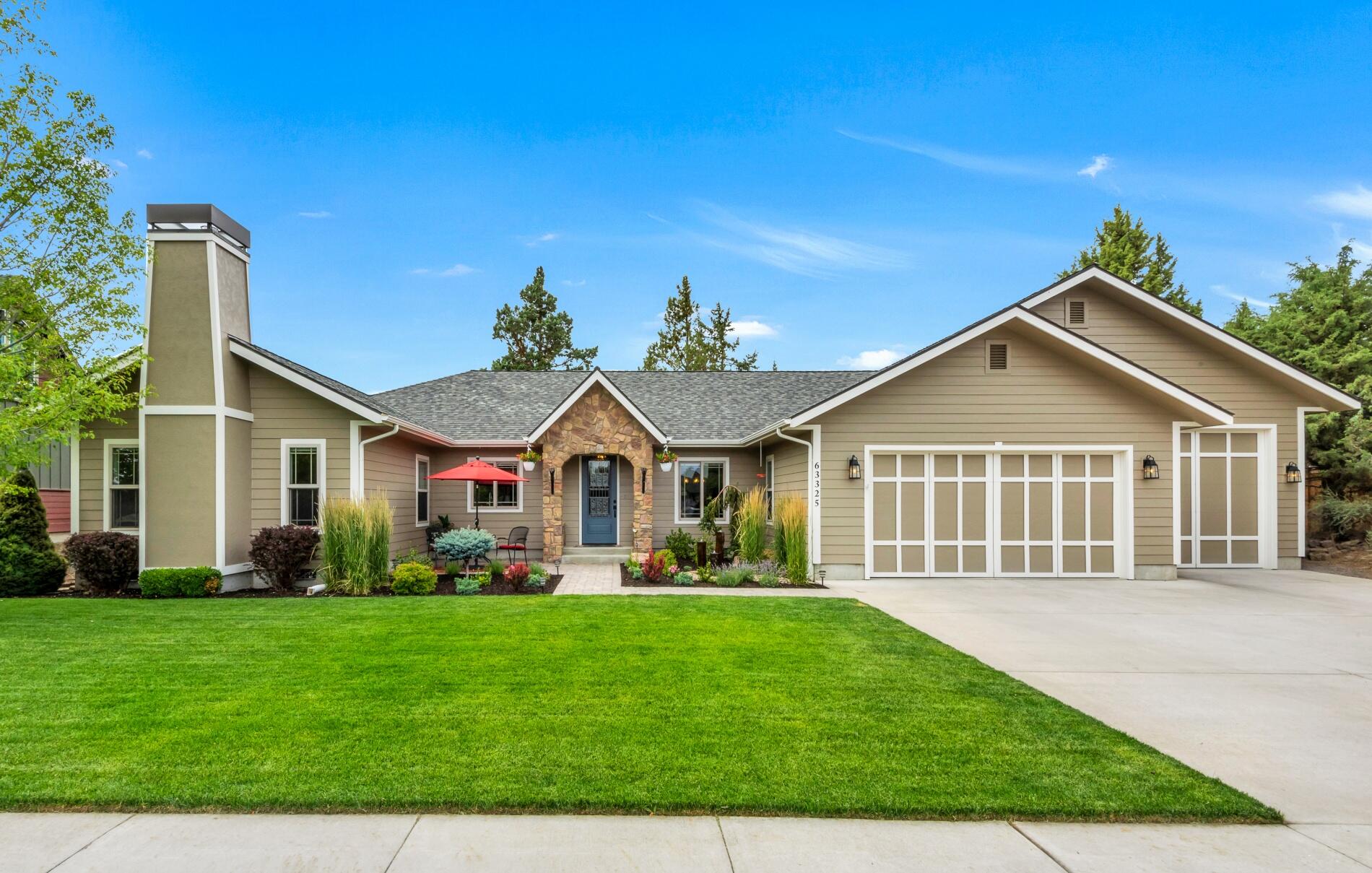 Newly updated single level custom home on over a 1/4 acre lot with a 1200sf garage built for the bend lifestyle! This beautiful home features an open floor plan with vaulted ceilings, great master separation, two fireplaces, and 4 French doors that offer abundant natural light leading to a large private rear patio. Some of the many recent updates include professionally painted interior and exterior using high quality paint, high efficiency Lenox furnace and air conditioner, new gutters, engineered hardwood floors, and designer carpet in the bedrooms. Garage features built in storage, a large coat closet, work bench, 16x8 and 10x10 garage doors, and a utility door leading to an expansive rear storage area with an additional tool shed. Professionally landscaped with new sod and sprinklers. Located on a quiet street in a beautiful development and only two blocks from Rock Ridge park. Meticulously maintained inside and out, make your appointment today, you will not be disappointed.