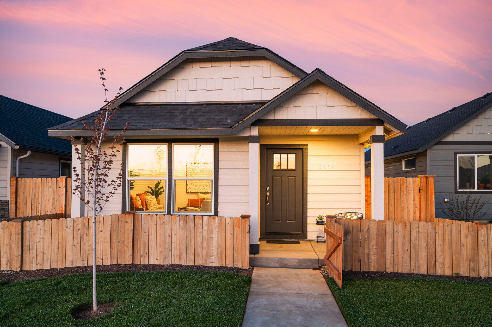 Welcome to this amazing opportunity in  beautiful, NW Redmond! Introducing this charming and affordable home with a smaller floorplan that doesn't compromise on style or comfort. Just under 2 years old, this cozy property boasts stunning curb appeal, with a beautifully landscaped front yard and a welcoming porch. Step inside to find a thoughtfully designed layout that maximizes space and functionality. The vaulted ceilings and open concept living area are perfect for entertaining, with a modern kitchen featuring sleek appliances and plenty of storage. Conveniently located near Elton Gregory Middle School and quick access to highway 97, this is the perfect opportunity for those seeking a beautiful home at an affordable price. Don't miss out on this gem!