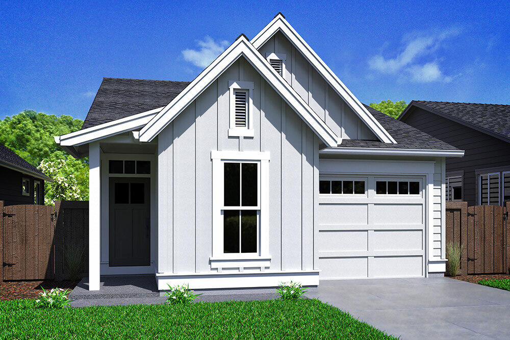This ORCHARD plan, built by Award winning Pahlisch Homes, is on Lot #16, and is new construction with an estimated completion of December.
Embrace the comfort, functionality, & flexibility this remarkable property has to offer. Nestled amidst a community of single family homes, and the allure of nearby conveniences such as shopping & Pine Nursery Park.  Step outside onto the covered patio, where you can enjoy the serenity of the outdoors in any weather.  2 bedrooms, 2 baths, and a versatile space that can be used as a home office, study area, or even a cozy reading nook.  Exceptional finishes include: Quartz counters in kitchen, bath, & laundry.  Full height kitchen backsplash, tile shower walls in the primary bath, Tankless water heater, AC included.  Front yards have low maintenance xeriscape landscaping.  *Enjoy a $5,000 incentive towards closing costs and/or a rate buydown when you use the builder's preferred lender.*Photos are virtually staged.