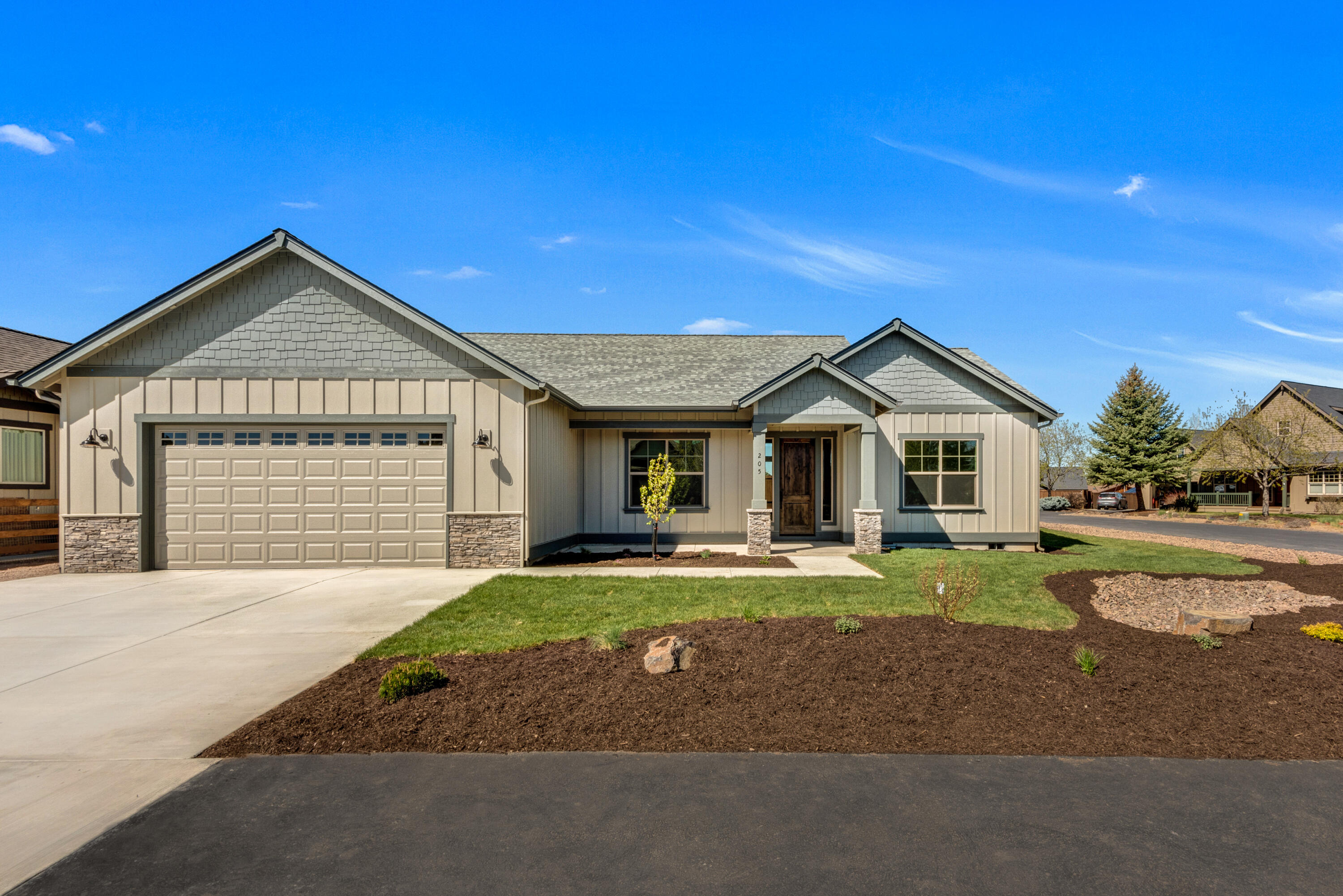 Welcome home to the coveted Saddle Ridge Ranch! New construction single level home from an award winning builder on a .20 acre lot with a premium finish package. Upon entering the 8' knotty alder wood door you will find European white oak flooring, hand textured walls, high vaulted ceilings, floor to ceiling windows and a wood mantle fireplace. Spacious kitchen complete with slab granite countertops, full tile backsplash, dovetailed soft close cabinet drawers and doors with under cabinet lighting and KitchenAid stainless appliances. Luxurious primary suite includes dual vanities, tile shower and a large walk-in closet. Wonderful outdoor living areas with covered patios that overlook a fully fenced and professionally landscaped yard with a complete irrigation system. This is an amazing home in a wonderful neighborhood, there are far too many unique features to list. Call anytime for an appointment or come and see us at our model home on Fridays and Saturdays from 11-2pm.