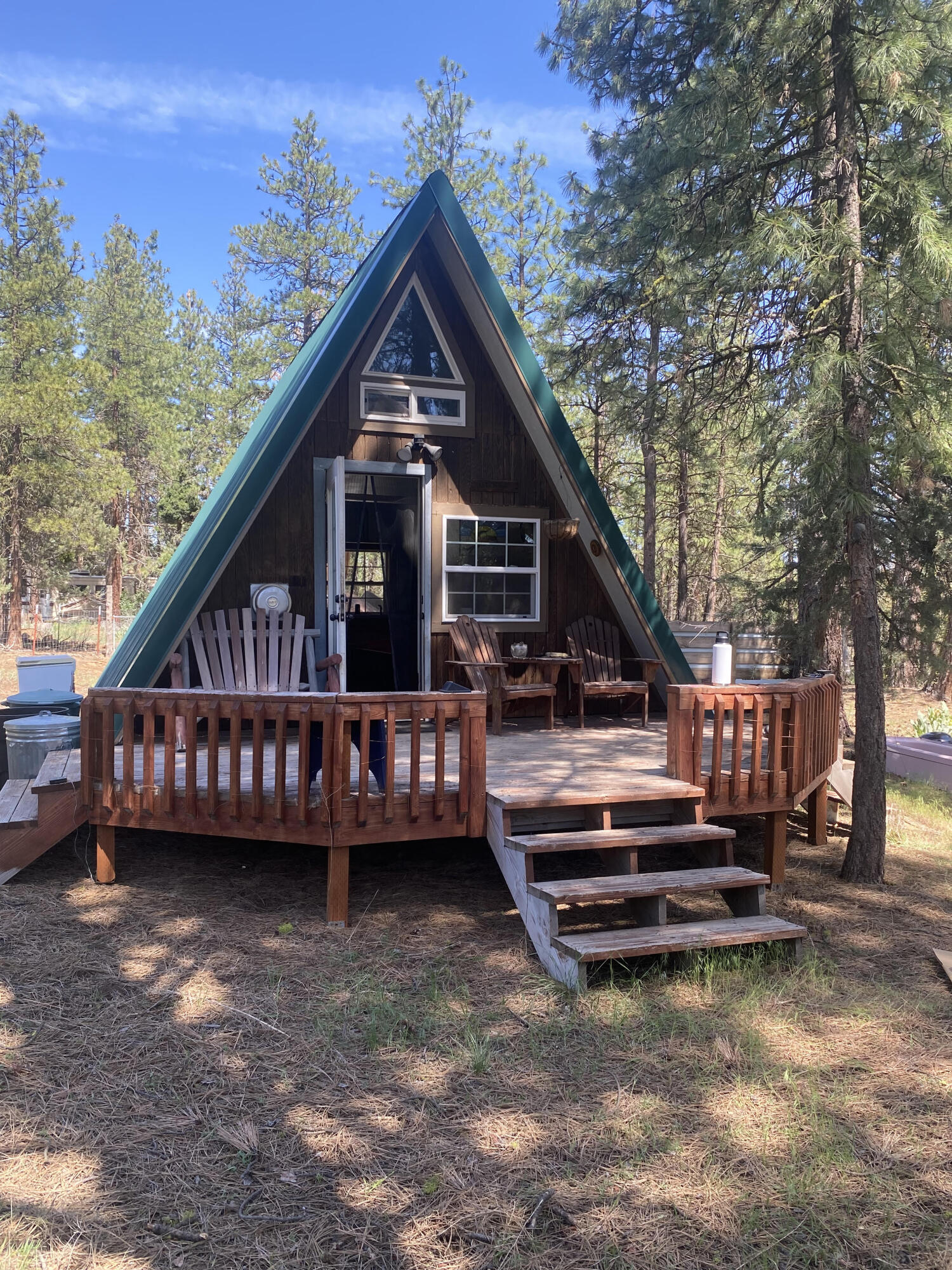 RETREAT ! cabin in the woods on 2.34 acres. 
Super cute A- frame. Propane heat, kitchenette with propane range.
Enjoy the deck peace and quiet. 
The property is completely fenced, gated and has a storage shed. 
This property has septic approval.