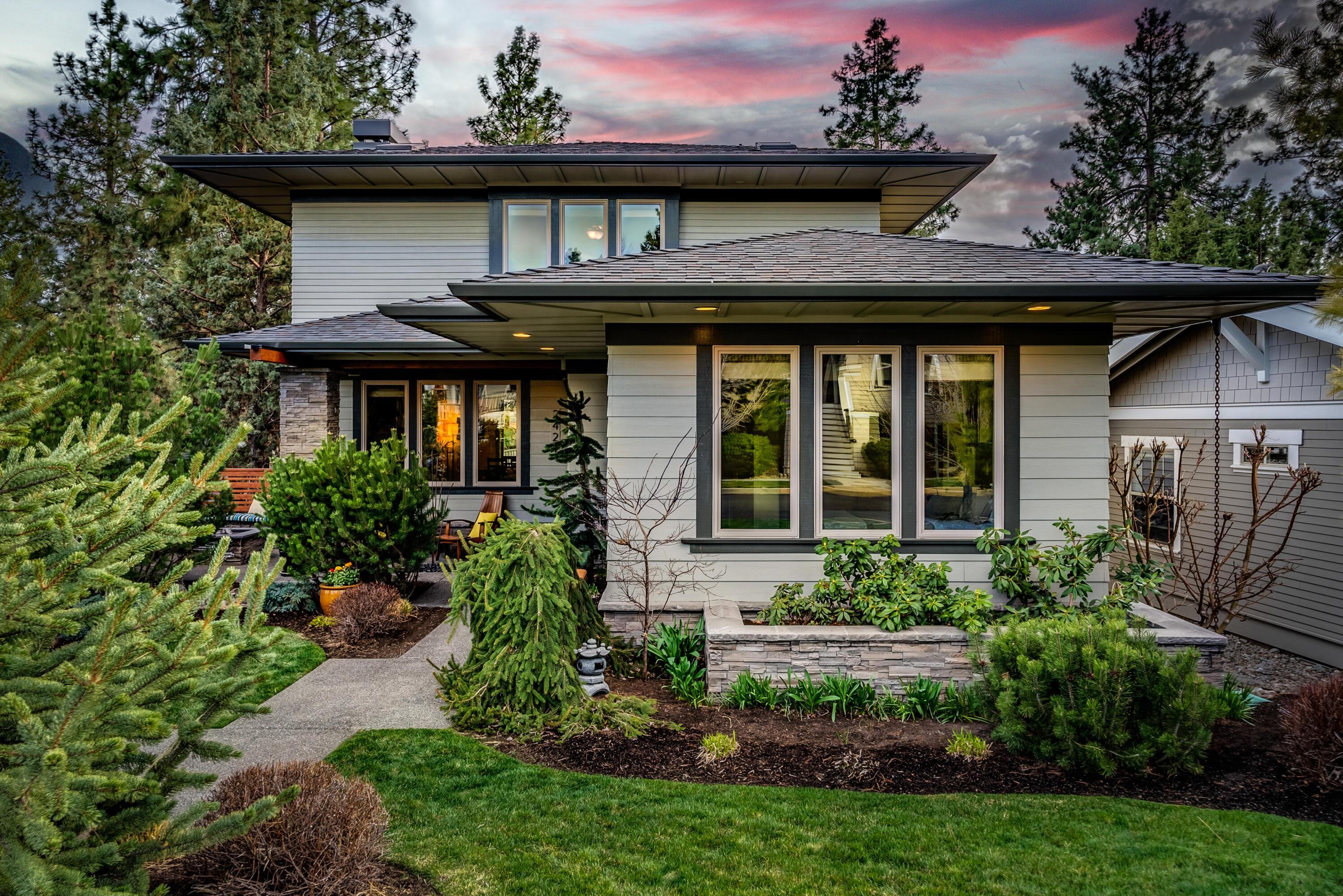 Beautiful and well designed, this 3 bedroom 3 full bath home is located in the highly desirable neighborhood of Northwest Crossing. This stunning home welcomes you with a lovely patio, with built in seating and a gas fire pit to enjoy. As you enter, you will recognize the quality workmanship in this timeless home. You will find one bedroom on the main, that could be used as a den or office, with an adjacent full bathroom. As you walk into the great room your eyes will be drawn to the hardwood floors, wood beams, beautiful built ins and stunning fireplace. The kitchen is spacious and bright, featuring stylish cabinets with contemporary lines. The dining area transitions perfectly from the double glass doors to the spacious patio, providing you with fantastic outdoor living space. The second level includes the primary bedroom suite with luxurious soaking tub and a 3rd bedroom with attached full bathroom. This is a perfect home for those who love the walking lifestyle to parks and cafes!