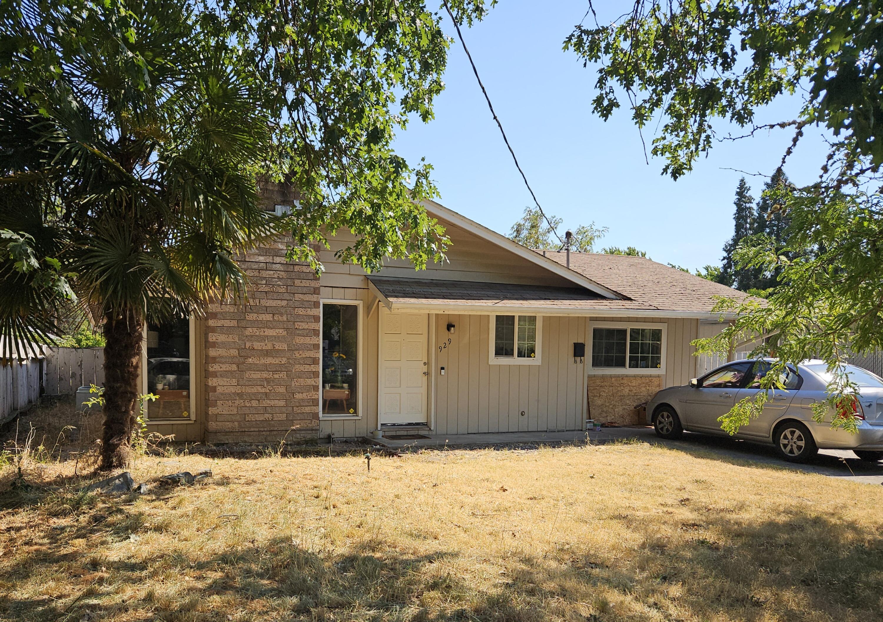 A 3‑bed, 1.5‑bath home with a converted garage offering extra living, office, or family room space. Home is just under 1500 sq ft, and is at the end of street. The large fenced back yard invites gardening and landscaping customization. Covered concrete patio offers great space to relax or BBQ. Great proximity to schools, parks, downtown, and restaurants. Newer windows, and fireplace in living room.  Buyers to perform due diligence regarding home. Information provided intended to be accurate and reliable.