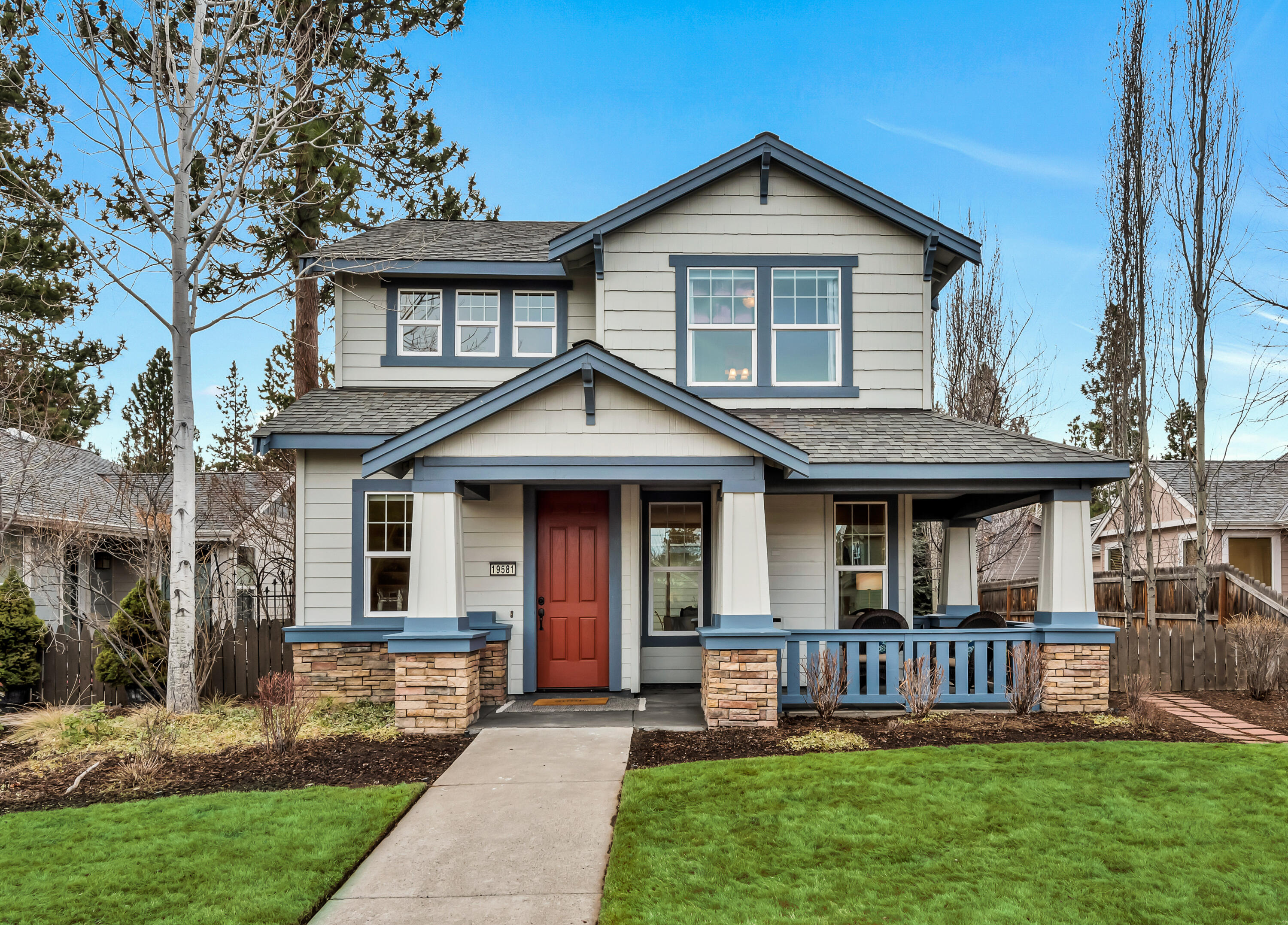 This beautifully updated 2 bed, 2.5 bath, 2 story Craftsman is situated in the heart of the Parks at Broken Top. The foyer brings you into an open great room floor plan, w/ high ceilings, gas fireplace, bamboo floors, updated cabinetry, granite countertops & updated appliances. The abundant natural light throughout both stories makes this a perfect home for entertaining & happy living. Upstairs is home to the primary suite with vaulted ceilings, private bath, tiled shower, & walkin closet. The Junior suite offers a private bath, spacious closet & views of the nearby parks. Light & bright upstairs flex space is perfect for a home office. Well maintained fenced yards, w/ mature landscaping & large courtyard deck off the great room offers a comfortable outdoor living space. 2 car garage with alley access. Enjoy all the amenities of the community: pool, 3 parks, biking/hiking trails, as well as convenience to schools, shopping, Tetherow, the river, Mt. Bachelor & the Cascade Lakes.