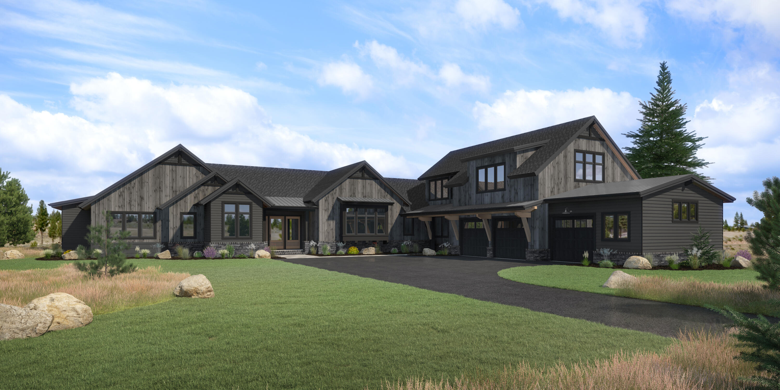 High desert landscape, Cascade Mountain views and the big Bend sky are just a few natural elements to be enjoyed from back of this new luxury home in Tartan Druim. Situated on over a half of an acre toward the end of the cul de sac, this sprawling 4,764 sf home features an open great room floor plan w/vaulted ceilings, gourmet kitchen and main level living with 4 en-suites and study on the first floor with a bonus room and full bath up. Additional features include exposed beams, custom cabinetry, rich woods, solid surfaces, designer tile, high end appliances, built in fridge, A/C and 3 car garage. Set in Tetherow & bordering the Deschutes National Forest, Tartan Druim offers direct access to Phil's Trail & is conveniently located on Bend's West side. The neighborhood park, Tartan Place, features 3 acres of grass, bocce ball courts, firepit, & more. The resort community of Tetherow features 2 swimming pools, fitness classes, restaurants, golf & more.