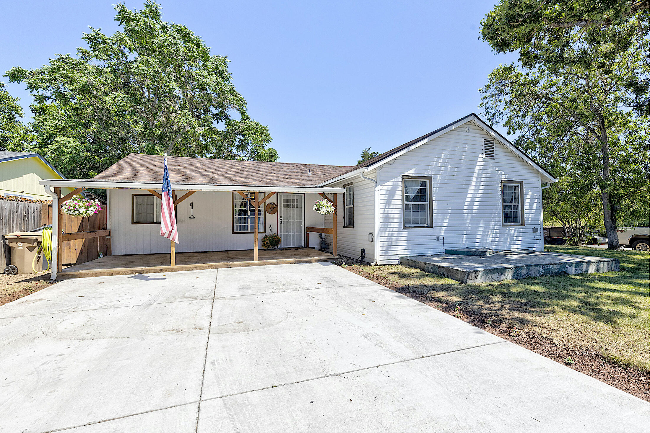 Come check out this charming home on a large corner lot! It has 1270 sq. ft. with 3 bedrooms and 1 bath, a spacious kitchen, cozy front porch, large fenced backyard and a workshop. It has many upgrades including the HVAC system, attic and crawlspace insulation, windows, flooring and a remodeled bathroom. The yard is low maintenance with RV access and parking in the rear. Home is centrally located and in a great neighborhood. Call for your viewing today!