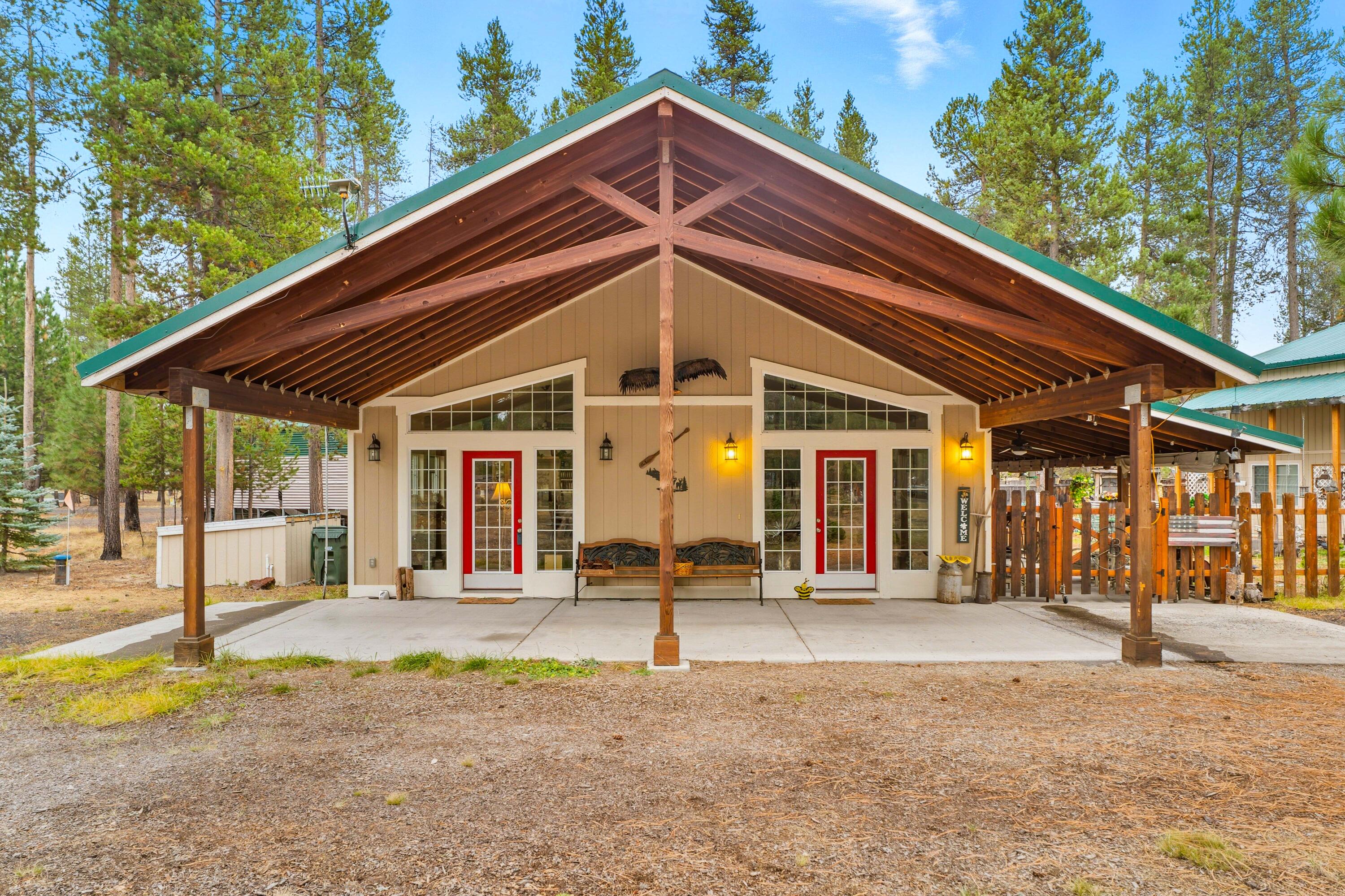 Welcome to Wagon Trail Ranch — a peaceful and highly sought-after neighborhood in beautiful La Pine, Oregon. Community features include walking trails, river access for kayaking and fishing. Enjoy the heated pool & spa or club house. This custom built Perry Walters Const.2 bedroom, 2-bath with additional office/bedroom, home offers 1,800 sq ft of comfortable living space with an open floor plan that's perfect for family gatherings or entertaining. The spacious kitchen flows into a bright dining area and cozy living room, featuring large windows that fill the home with natural light.
The primary suite includes large open room, and a private bath, while two additional bedrooms provide plenty of space for family, guests, or a home office. 30x40 Shop has a studio with a full bath That is an additional 3rd bathroom with sleeping/hobby studio and a level, usable lot ideal for outdoor living, gardening, and shop space! 1 acre lot has plenty of room for extra toys.