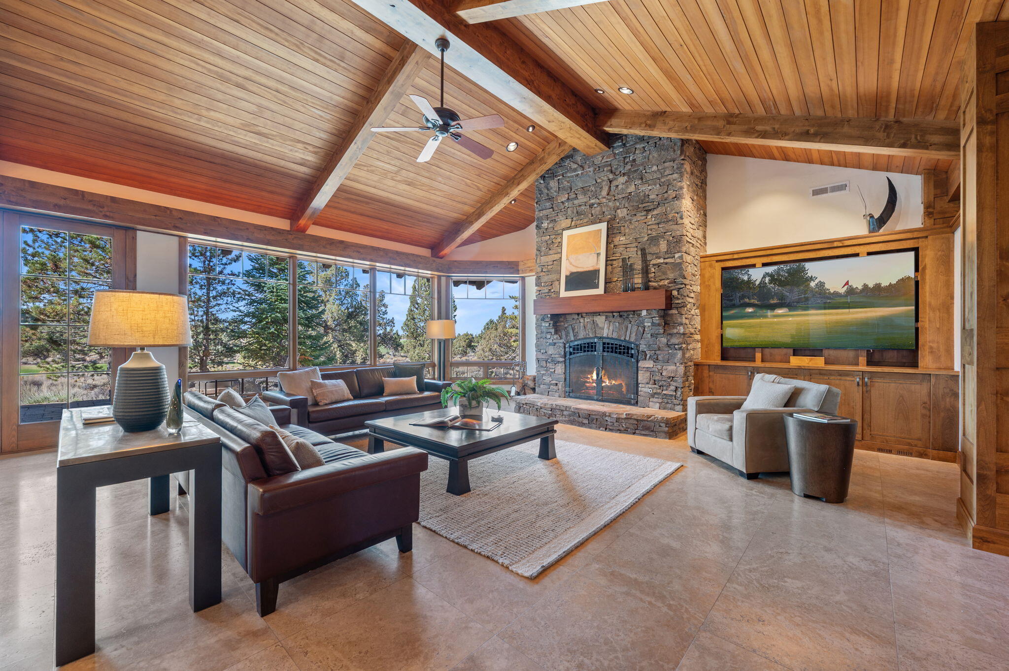 Located within the prestigious Juniper Preserve Resort in Bend, Oregon, This exquisite home is situated on a 1.37-acre double homesite. With 5,660SF of mostly single level living & a 528SF spacious guest casita, boasting 4 bedrooms, each w/ an ensuite bath & direct outdoor access. The thoughtful design of the interior ensures comfort w/ radiant heating, great room wood burning fireplace & walk-in wine cellar. One can enjoy a chef's dream kitchen. A Bonus/Media room, wet bar & full bath is perfect for Entertainment. The garage is 1,170 SF w/dog shower. Private entry courtyard w/ a calming water feature.  From the ''wine deck'' atop the casita, guests can enjoy stunning 360-degree views, taking in the Cascade Mountains, Smith Rock & the surrounding landscape. Come live & play on the renowned Jack Nicklaus Signature & Tom Fazio Championship Golf Courses!