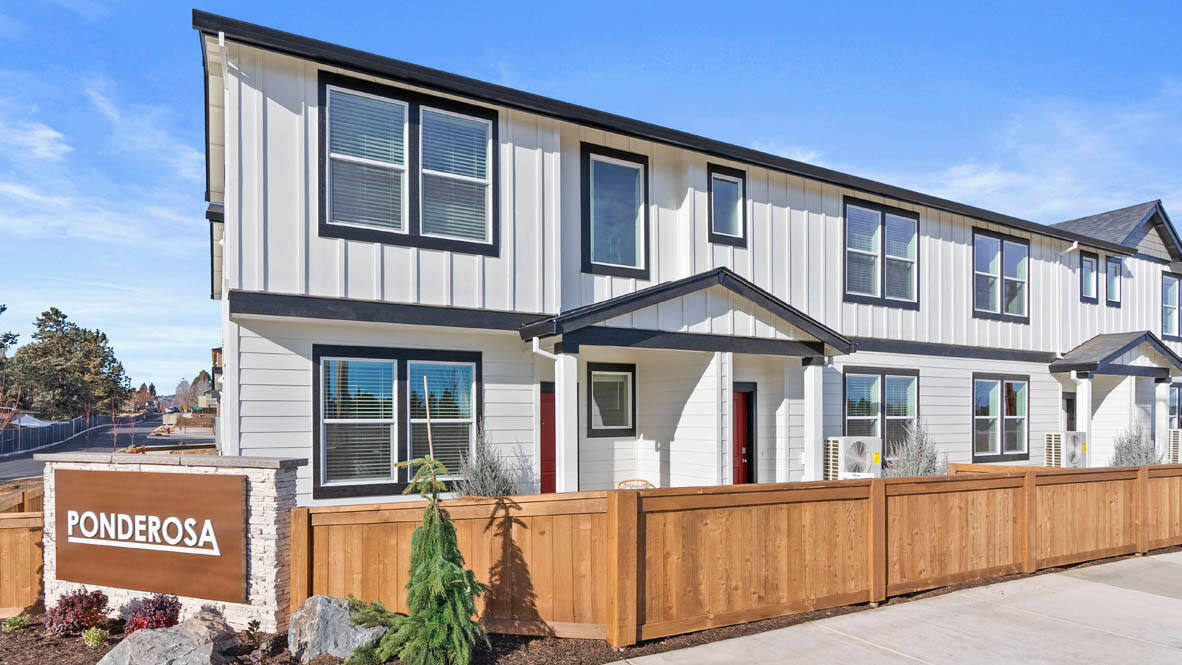 RED TAG SALE HAPPENING NOW!!  New construction corner homesite in Bend! Ponderosa offers a convenient location close to shopping, dining, and access to Neff & 27th Streets. The Forest is a lovely two-story townhome featuring 3 bedrooms and 2.5 baths, with a walk-in closet in every room for extra storage. The open-concept layout includes a light and airy great room with a cozy fireplace, a dining area, and a gourmet kitchen with solid surface countertops, stainless-steel appliances, an electric range oven, dishwasher, and microwave with vent hood. Upstairs, enjoy the convenience of a laundry room and a primary suite with a walk-in closet, and en suite bathroom with a double-vanity and walk-in shower. Closing cost incentive with use of builder's preferred lender. Photos are representative of the plan; features and specs may vary. Office hours open Wednesday - Sunday 9:30am-4:30pm. Photos are representative of plan only and finishes may vary.