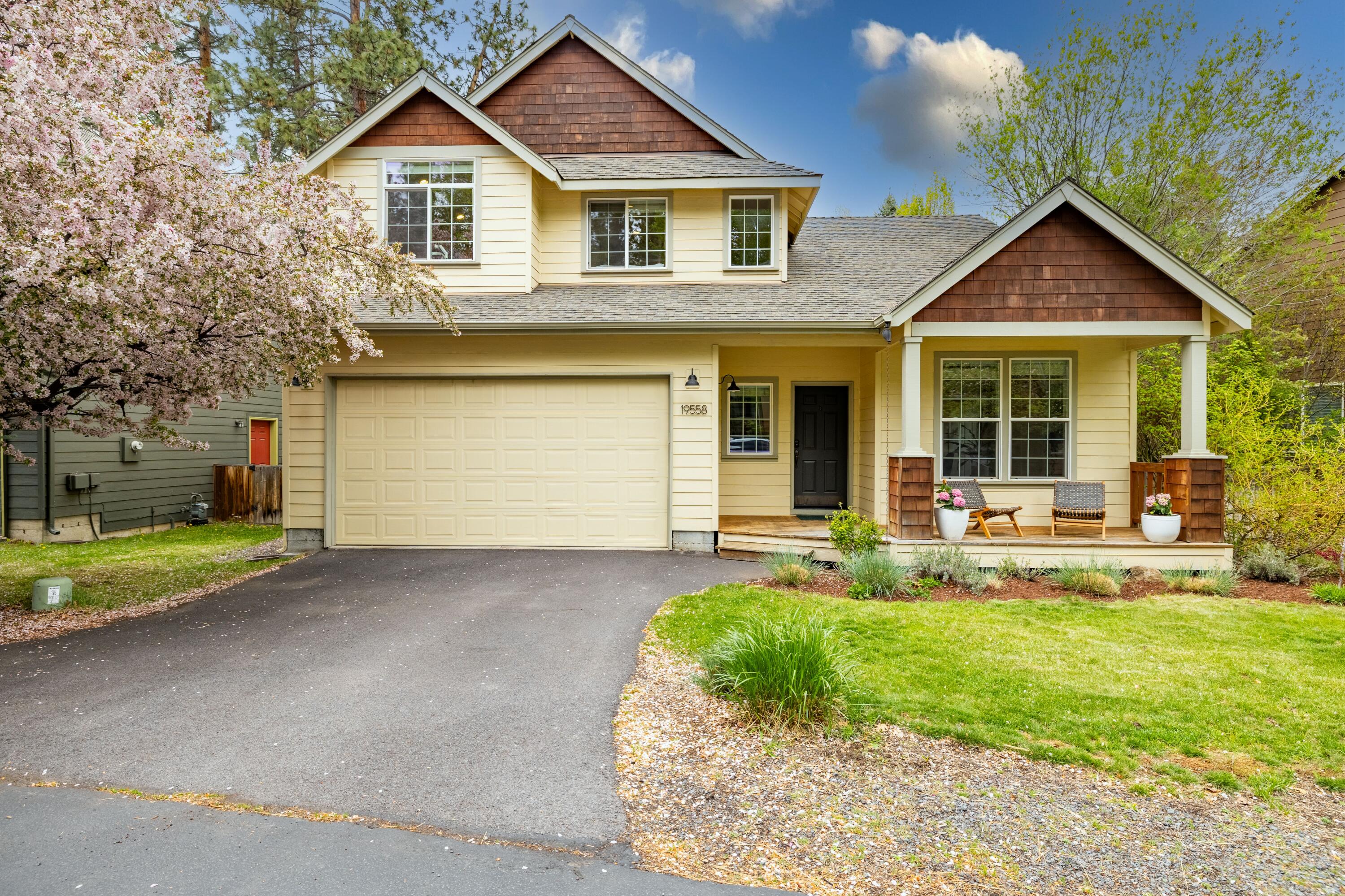Updated Westbrook Meadows Charmer + A Prime Westside Location! Direct access to the neighborhood path puts you within minutes of nearby trails leading to the Deschutes River and the Old Mill District, and just a quick drive to Downtown Bend and Mt. Bachelor. Stylish updates include luxury vinyl wood plank flooring, carpeting, interior paint, and updated guest bath. The remodeled kitchen includes white cabinets, solid surface countertops, subway tile backsplash, stainless steel appliances, dedicated pantry, and breakfast bar. All bedrooms are located upstairs, along with a light-filled bonus room, and the primary bath with soaking tub and walk-in shower. A sunny main floor office with a built-in Murphy bed and closets can function as a 4th bedroom. Beautiful mature trees create a private and inviting backyard space with extended deck, patio and hot tub. 2 car garage with built-in workbench and storage. Newer AC, Nest Smart Thermostat; and new a water heater!