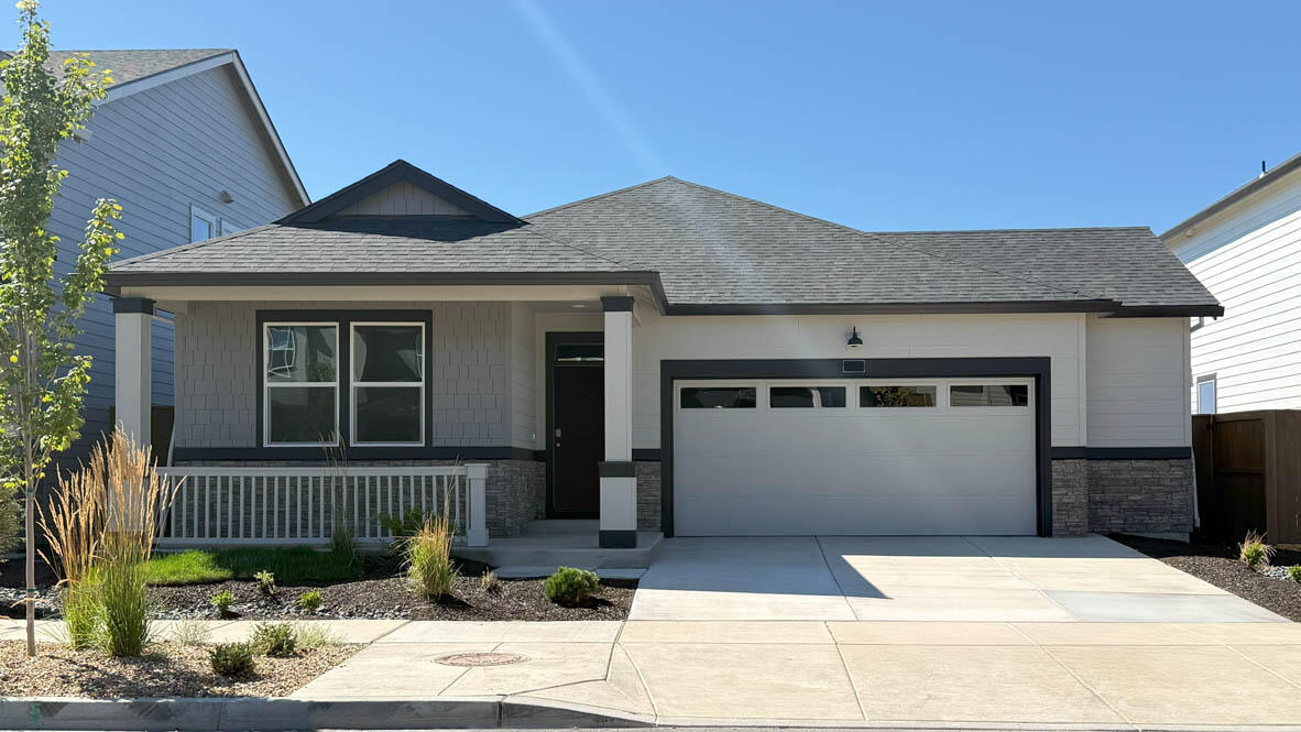 Visit Stevens Ranch in Bend, located near Reed Market Rd in a serene residential area with access to outdoor living and adventure, the city, and historic downtown Bend. The Maple is a fabulous 1,754 sq. ft., one-level floor plan with 4 beds, 2 baths with a garage bump out. Smart Home Technology included! The two front bedrooms are centrally located between a full bathroom. The stylish kitchen has wonderful features with stainless-steel appliances, a pantry, central island, quartz countertops, and a gas range/oven. The dining area flows into an open great room with a cozy fireplace, perfect for movie nights. Primary bedroom includes a walk-in closet, en suite with double vanity, and walk-in shower.  Call for details. Sales office hours: 9:30 a.m. - 4:30 p.m. daily. Photos are representative of plan, features/specs may vary!