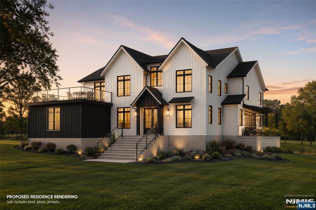 Build Your Legacy Property. Rare opportunity to create a custom luxury estate in one of Bergen County's most desirable communities. Tucked away at the end of a cul-de-sac, this remarkable offering combines nearly 5 acres of natural beauty, exceptional privacy, and a fully realized vision years in the making. Included with the property are construction-ready architectural plans for a 7,000+ SF Modern Farmhouse designed for luxury living. The plans feature 5 bedrooms plus an office or 6th bedroom, a 1-floor guest suite, chef's kitchen with a butler pantry & wine wall, 2-story dining room, covered outdoor entertaining spaces with room for a pool, and a primary suite complete with a private balcony, fireplace, and spa-like bath. The finished lower level offers media, fitness, and rec space. What truly distinguishes this offering is the tremendous amount of work already completed on the buyer's behalf. Years of planning, engineering, environmental review, architectural design, and permitting have already been secured, saving significant time, expense, and uncertainty while shortening the path to construction. The buildable 0.9-acre homesite is complemented by approx. 4 acres of protected woodland, creating the privacy & prestige of a nearly 5-acre estate while benefiting from favorable tax treatment on the preserved acreage. Land, plans, & permits are already in place - all that's left is to bring your builder! *VACANT LAND WITH NO EXISTING RESIDENCE ON SITE.*