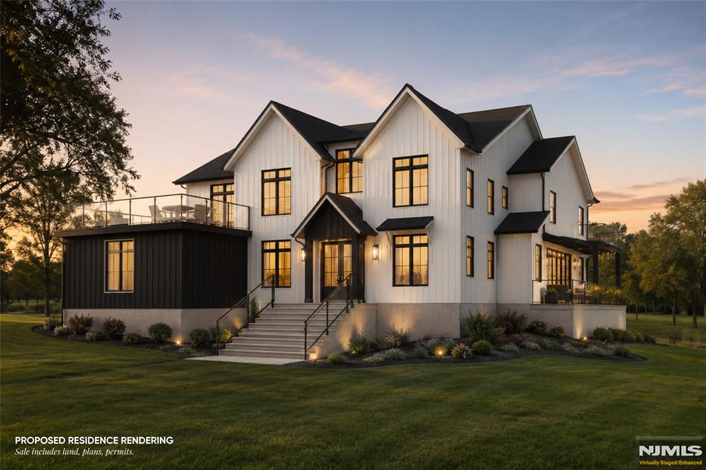 Build Your Legacy Property. Rare opportunity to create a custom luxury estate in one of Bergen County's most desirable communities. Tucked away at the end of a cul-de-sac, this remarkable offering combines nearly 5 acres of natural beauty, exceptional privacy, and a fully realized vision years in the making. Included with the property are construction-ready architectural plans for a 7,000+ SF Modern Farmhouse designed for luxury living. The plans feature 5 bedrooms plus an office or 6th bedroom, a 1-floor guest suite, chef's kitchen with a butler pantry & wine wall, 2-story dining room, covered outdoor entertaining spaces with room for a pool, and a primary suite complete with a private balcony, fireplace, and spa-like bath. The finished lower level offers media, fitness, and rec space. What truly distinguishes this offering is the tremendous amount of work already completed on the buyer's behalf. Years of planning, engineering, environmental review, architectural design, and permitting have already been secured, saving significant time, expense, and uncertainty while shortening the path to construction. The buildable 0.9-acre homesite is complemented by approx. 4 acres of protected woodland, creating the privacy & prestige of a nearly 5-acre estate while benefiting from favorable tax treatment on the preserved acreage. Land, plans, & permits are already in place - all that's left is to bring your builder! *VACANT LAND WITH NO EXISTING RESIDENCE ON SITE.*