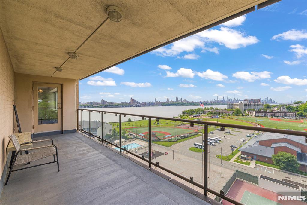 All utilities + a garage spot are included in this stunning "L line" unit. This beautifully renovated condo is a SW facing corner one with breathtaking views of the Hudson River & Manhattan. The spacious floor plan has a large LR & Dining area, with a walk-in coat closet finished by "California closets". The kitchen has an opened island with a 'Calcutta Quartz' waterfall countertop, barstool seating for 3, two-toned cabinets that were just refinished, subway tile backsplash, an extra-large sink, Calcutta floor tiles, & recessed lighting. There is also updated vinyl floor tiles throughout & a Calcutta quartz windowsill. Both bedrooms have California closets, with a moveable mounted thermostat, and recessed lighting. The primary BR has a sliding glass door to the terrace which has smart lights; great for evening dining and entertaining. The home also has a new HVAC system, new screens, & dimmable LED lights. The 2nd bathroom was gut renovated in 2023, & has a walk-in shower w/pebble flooring, and other tasteful finishes. ALL utilities and amenities are included: Heat, A/C, gas, water, electricity, high-speed internet, cable with premium channels, swimming pool, tennis, and the gym. This luxury high rise lies within a gated community, on the banks of the Hudson River, and has a 24hr concierge, E car charging stations, plus entertainment room with a pool table. It is conveniently located adjacent to the river front walk, athletic field, and bus stop in front.