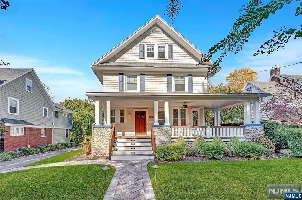 This beautifully maintained and updated 5-bedroom, 2.5-bath Victorian is located on one of Upper Montclair's most coveted streets. With its stunning curb appeal, the light-filled front porch invites you into a home full of charm and modern upgrades. The first floor offers a spacious living room, dining room, and an updated powder room, along with a large laundry room for convenience. The chef's kitchen is a true standout, featuring custom cabinetry, an oversized center island with quartz countertops, and premium finishes. A family room addition provides even more living space and opens to new sliding doors that lead to an oversized Azek deck, perfect for outdoor entertaining. The fenced-in backyard is a private retreat, complete with mature landscaping, private patio and sprinkler system. The second floor features three generously sized bedrooms, including a large office with plumbing in place for a primary bath. The renovated hall bathroom is stylish and functional, and the custo