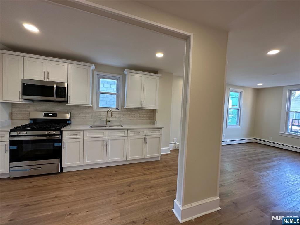 Recently Renovated second floor apartment in one of the desirable areas of Guttenberg. Offering a large open concept, living room, eat-in kitchen, massive recently renovated eat-in kitchen, 2 Great Size Bedrooms and a full bathroom. Brand New Kitchen, Brand New Appliances, Brand New Floors, completely freshly painted, and much more. On-street parking. Close to Transportation, stores, schools, laundromat and Shopping. Smoke Free Apartment and Property. No Pets allowed