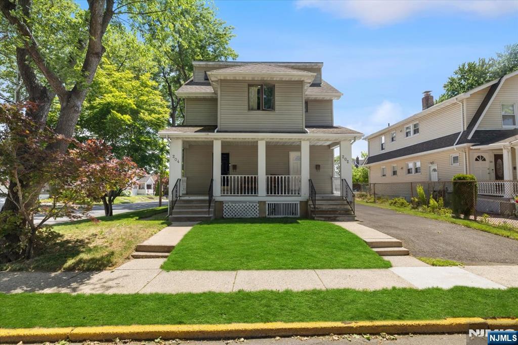 Rare opportunity to own a true side-by-side two-family duplex in the highly sought-after Fairmount section of Hackensack. Situated on a desirable residential street close to NJ Transit Station offering convenient access to Hoboken, Secaucus Junction, and New York City, this spacious property is loaded with potential. A grand covered front porch welcomes you into both units. The first unit features a large living room open to the dining room, a bonus sitting area or home office, a generously sized kitchen, full bathroom, and three spacious bedrooms. This unit also offers access to the basement, which includes a full bathroom, side entrance, and direct access to the backyard. The second unit mirrors the impressive layout with a large living room open to the dining room, a spacious kitchen, full bathroom, and three well-proportioned bedrooms. In addition, the second unit has access to a finished attic complete with a full bathroom, providing excellent flexibility for additional living space. This home offers solid construction, exceptional room sizes, and tremendous value for investors, owner-occupants, or multi-generational living. A rare find with endless possibilities in one of Hackensack's most desirable neighborhoods.