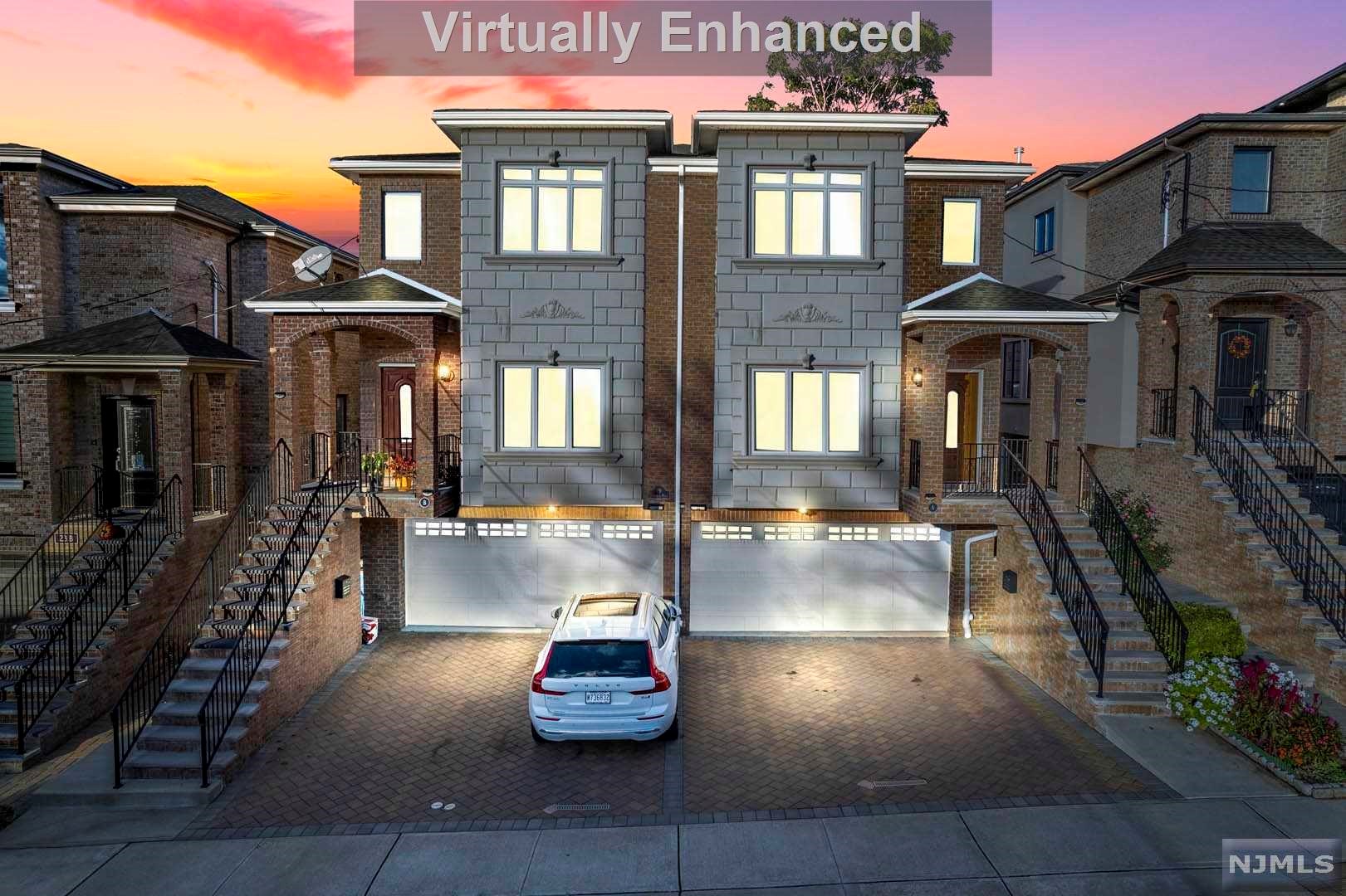 Seize the opportunity to own this 6 year old two family duplex 100 feet from Broad Ave! This two family duplex has ONE deed which means one insurance policy and taxes of $19,968! In total this two family features 6 bedrooms, 6 full bath, 2 half baths and 4 car garage. Each unit features 3 bedrooms, 3.5 baths and 2 car garage. The lower level features a full bath with a separate entrance. Unit A (right side) is currently vacant. Unit B (left side) is currently leased for $4,300 with the lease expiring 2/28/2023. Both units are identical. Currently, only unit A (right side) can be shown. Interested buyers will be granted access to unit B (left side) for viewings. Bus stop is steps away from this two family to enjoy a 30 minute bus commute into Port Authority Manhattan. Please remove shoes when showing.
