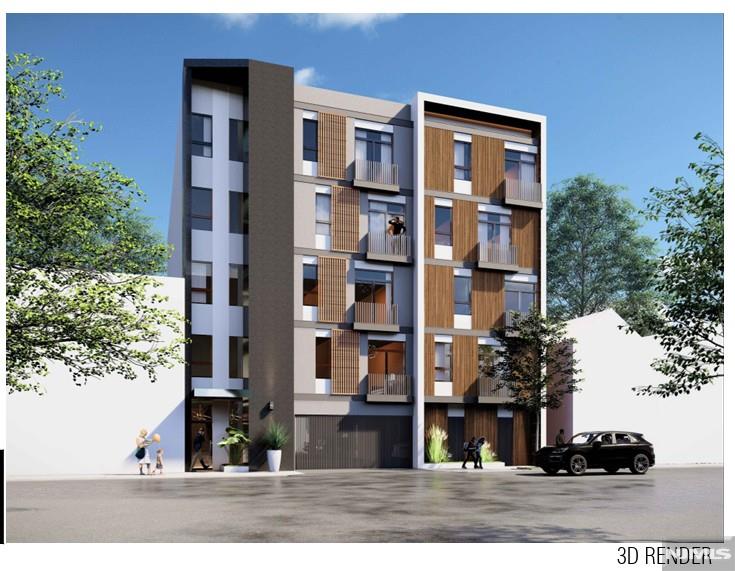 Approved and fully permitted 5 story 15 unit development opportunity subject to the demolition of the 2 dwellings on site. 8- 2 bedroom units, 3-1 bedroom units with 11 covered parking spaces in a prime location! No requirement for affordable units. Sale includes plans, full construction permits, water and sewer connection permits, site plans and fire and suppression permits. Not in a flood zone.