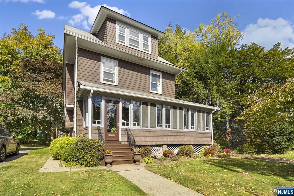 Stately Glen Ridge colonial, centrally located in the heart of town! Seize this unique chance to own in one of the hottest towns in NJ, located just 26 miles from NYC, surrounded by greenery and rich history. This home is conveniently a short walk from the train station and top-rated schools, with the town pool on the same block. This beautiful home stands as a testament to Glen Ridge's architectural heritage, showcasing beautiful craftsmanship throughout. Features include original beveled and stained glass windows in the living room, dining room, and a window seat on the second-floor landing, original wood floors throughout. First floor features formal LR, formal DR with fireplace, eat-in kitchen, and half bath. Second floor includes 4 bedrooms and main hall bath (recently renovated). The third floor has two additional bedrooms and an unfinished attic space awaiting your finishing touches! Basement is full, dry, and unfinished. Detached 2-car garage and large rear deck.