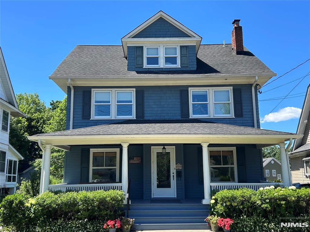 Classic early 1900's well maintained Colonial-style rental home offering 6 bedrooms, 2.5 baths and timeless charm throughout. Welcoming large front porch leads into entry area, spacious living room with fireplace, large formal dining room and eat-in kitchen with sliding glass doors opening to deck overlooking deep fenced-in backyard. First floor also features powder room and hardwood floors throughout. Off the kitchen are stairs leading to basement with nice size comfortable family room, large storage area and utility room. Second floor offers 3 generous sized bedrooms, large laundry room and full bath. Third floor features 3 additional bedrooms or ideal office/flex space plus full bath. Additional features include central air (2 zone cooling) Marvin windows, underground sprinklers and large backyard shed and parking for 3 cars. Prime location just minutes to the vibrant Ridgewood's Village downtown area with Whole Foods, shopping , restaurants, cafe's, train station and bus transportation for easy access to Manhattan. Conveniently located to Ridgewood's award-winning school district. Tenant responsible for utilities, lawn care and snow removal.