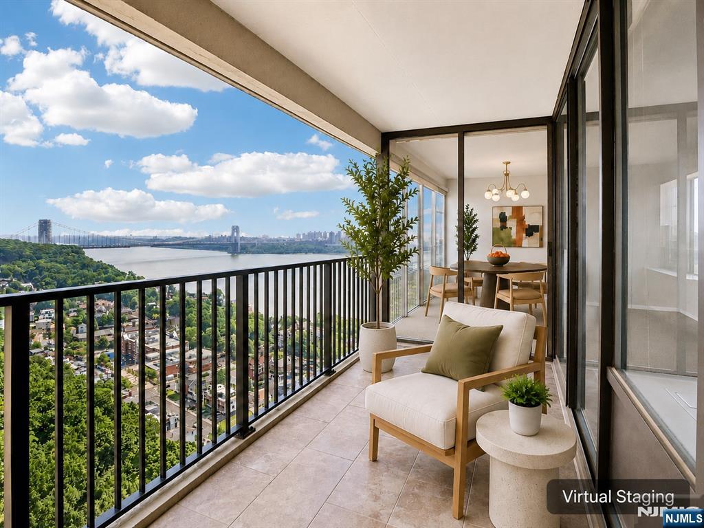 CONTACT DEBRA JACOBS (201) 803-3191 & HALLEY NATKIN (917) 626-8240 COLDWELL BANKER FORT LEE...DIRECT FOR MORE INFORMATION AND A PRIVATE TOUR! Welcome to Horizon House in Fort Lee. This beautifully updated co-op offers the communityâ€™s largest one-bedroom, one-bath layout, with approximately 1,317 square feet and sweeping views of the Hudson River, George Washington Bridge, and Ramapo Mountains. The spacious living and dining area opens to a private tiled terrace and offers a flexible layout, with the dining space suitable for a den, home office, or potential second bedroom. The renovated kitchen features quartz countertops, stainless steel appliances, custom cabinetry, a glass tile backsplash, ample storage, and bar seating. The oversized primary bedroom includes a separate dressing area and generous closet space. The renovated bathroom features a modern stall shower. Indoor garage parking transfers with the apartment. Monthly fees total $2,627.99 and include maintenance, utilities, taxes, underlying mortgage, capital assessment, cable, internet, and garage parking. Maintenance fees are partially tax deductible. Board approval and a 4:1 income-to-debt ratio are required. Minimum gross annual income for a cash buyer with no debt is approximately $126k Exceptional space, views, flexibility, and all-inclusive living in the heart of Fort Lee. *Some photos virtually staged. *Check out 3D Tour!