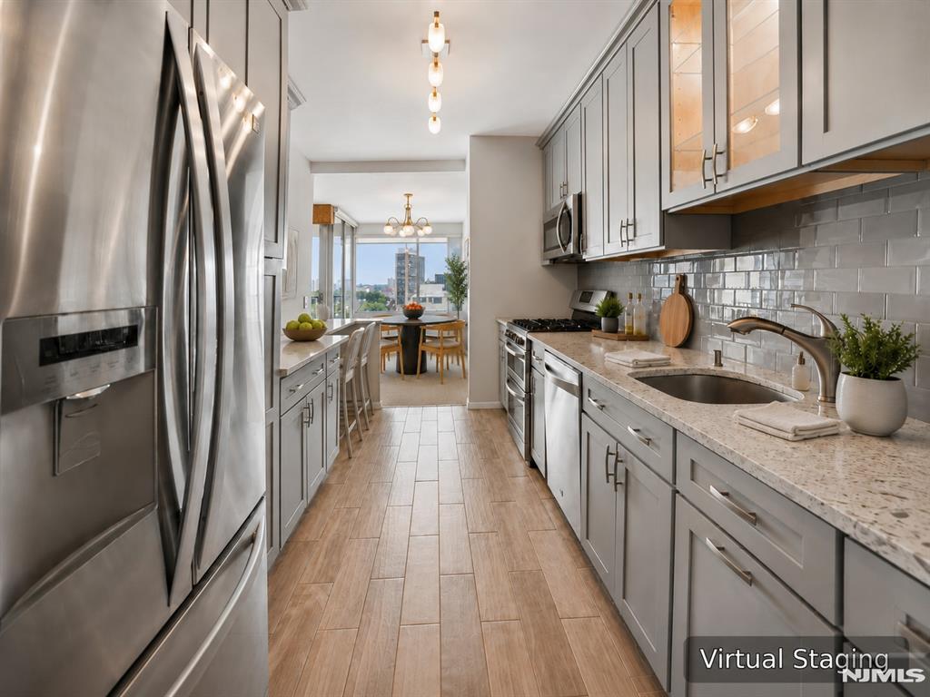 CONTACT DEBRA JACOBS (201) 803-3191 & HALLEY NATKIN (917) 626-8240 COLDWELL BANKER FORT LEE...DIRECT FOR MORE INFORMATION AND A PRIVATE TOUR! Welcome to Horizon House in Fort Lee. This beautifully updated co-op offers the communityâ€™s largest one-bedroom, one-bath layout, with approximately 1,317 square feet and sweeping views of the Hudson River, George Washington Bridge, and Ramapo Mountains. The spacious living and dining area opens to a private tiled terrace and offers a flexible layout, with the dining space suitable for a den, home office, or potential second bedroom. The renovated kitchen features quartz countertops, stainless steel appliances, custom cabinetry, a glass tile backsplash, ample storage, and bar seating. The oversized primary bedroom includes a separate dressing area and generous closet space. The renovated bathroom features a modern stall shower. Indoor garage parking transfers with the apartment. Monthly fees total $2,627.99 and include maintenance, utilities, taxes, underlying mortgage, capital assessment, cable, internet, and garage parking. Maintenance fees are partially tax deductible. Board approval and a 4:1 income-to-debt ratio are required. Minimum gross annual income for a cash buyer with no debt is approximately $126k Exceptional space, views, flexibility, and all-inclusive living in the heart of Fort Lee. *Some photos virtually staged. *Check out 3D Tour!