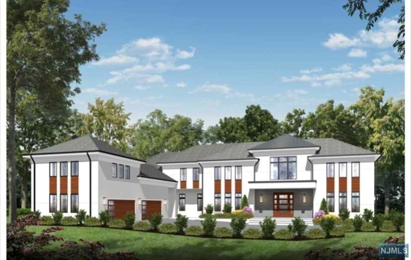 To Be Built transitional, modern estate set up slightly on a knoll on 2 acres of a wide, private cul-de-sac in the prestigious old Alpine location. Home to be approximately 8,000+ sq ft. High ceilings throughout. 5 Guest suites including one first floor suite. Primary bedroom suite to have double closets and baths. First floor indoor basketball court. 4 car garage with room for lifts. Flat rear property with pool and spa.