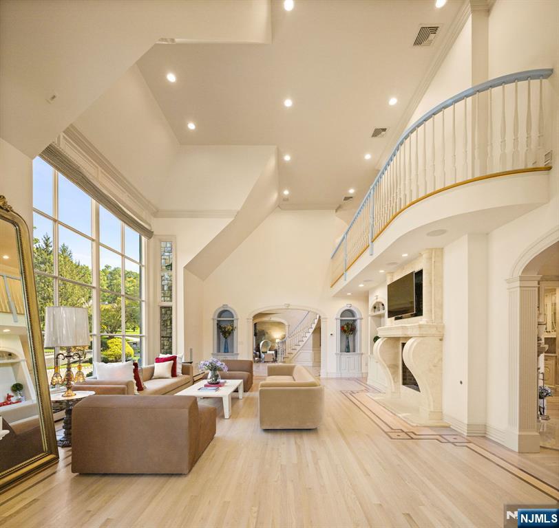 Timeless French Provence Mansion was designed by renowned architect James Nigro. Located on a rare double lot bordering Saddle River, 2.84-Acre Cul-de-Sac. Massive 14K Sq ft, soaring 23 ft silver leaf dome ceiling & floor to ceiling windows. Architectural Artistry has meticulously renovated with no expense spared, to blend classic European grandeur w/ a sleek, modern touch. Fully furnished Italian brands (Scala luxury) Berhanrdt, Century, RH, etc. 6 Beds / 8 bth including Guest En-Suite Bed 1st floor, mud room, walkout basement leading to the saltwater pool & lounge area, 2 marble kitchen islands, 2 dishwashers (Kosher compatible), Sub-Zero, Viking & Miele appliances. Juliette balcony off Primary bed & 2 walk-in closets, his & hers toilet ALL marble bath. 2 HUGE Primary beds UP, Italian Murano, French Baccarat, Shonbeck, RH, Maria Theresa chandeliers & top of the line NEW "House of Rohl", epitome of elegance fixtures from England, New 24K gold plated from California faucets. Custom designed Iron front door from CA, special Venetian plaster & millwork, 4 fireplaces, wine tasting room. Home theatre, Control4 system w/ speakers throughout the house Offered fully furnished at an additional cost for discerning buyer accustomed to the finest residences, with a penchant for exquisite taste. This property caters to individuals who appreciate the caliber of homes found in Palm Beach, Beverly Hills, and Cap-du-Ferrat. Available fully furnished home for Rent, price upon request