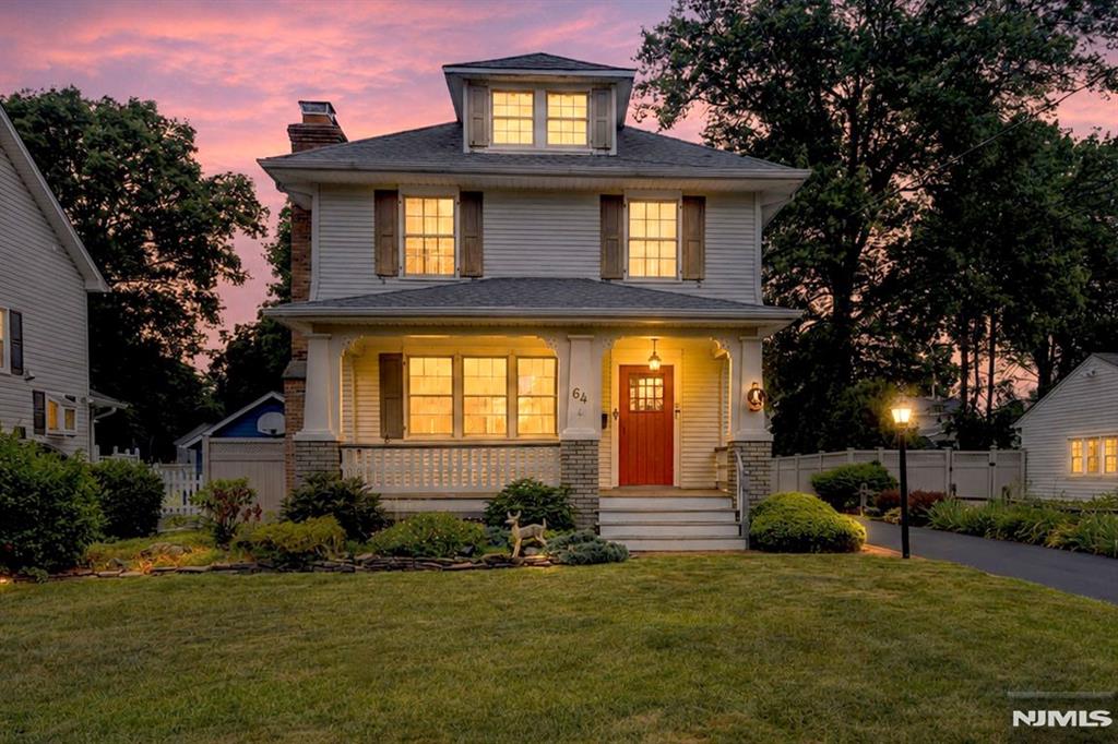 Old World Charm Colonial with huge lemonade front porch. Hardwood floors throughout. Nice built-ins. Wood burning fireplace in living room. Recently updated kitchen and half bath. First floor features 9 foot ceilings, large living room and large dining room with bay window, a window seat and plantation shutters. French doors lead off dining room into sunroom. Sliders are from sunroom to outside patio. There is an updated kitchen and separate eating area. All appliances included. Anderson windows throughout. 2nd floor features 3 bedrooms, one with a walk-in closet and a full bath. There is a finished walk-up attic, fully carpeted. Home features newer central air and furnace, only 2 years old, natural gas, public sewer and water. Full basement has nice finished family room and wonderful Dutch Fireplace. Work bench area, laundry and storage area. Lots of storage throughout and plenty of built-ins. Nice touches throughout the home. Detached 2-car garage. Wonderful area. Prime location of town. Close to parks, schools, restaurants, shopping, highways and transportation. Walking distance to schools and places of worship. There is a town lake for swimming and fishing, a golf course, and a bike/pedestrian walking path. Easy commute to NYC.