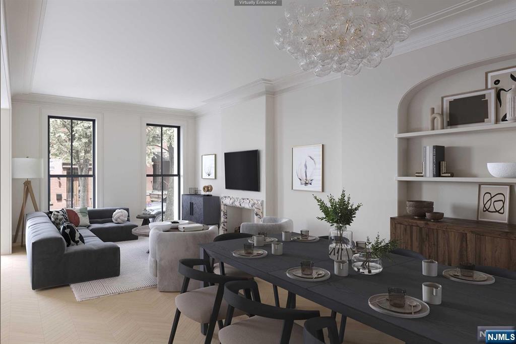 Incredible opportunity to finish a renovation of a historic brownstone on a 20 x 116 IRR lot in one of Hoboken's most desirable areas. This home has been gutted to the brick and is delivered with a fully-completed extension and triple pane windows that provide both energy efficiency and a quiet living environment. Behind the historic facade are soaring 10' plus ceilings over expansive floor plans that are ready for a buyer's personal touch. Delivered with fully approved architectural plans from renowned architects Mowery Marsh Architects LLC. and fully approved building permits that contractor is ready to complete based on buyers specifications and needs. Images are for finished visualization purposes only.