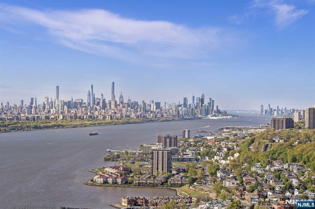 High in the Sky! Dream Views of Manhattan Skyline from every room! Conveniently located next to George Washington Bridge, illuminated with Southern Sunlight all day log! Spacious 986 sf, Airy, Lofty High Ceilings overlooking the entire stretch of the iconic city of Manhattan from the 40th fl of a 46 story hi rise! Freshly painted, new stove/microwave, dishwasher, laundry, LED lighting throughout. Primary bath w/ new vanity LED mirror plus new white quartz counter. Powder room w/ new vanity. New toilets. Easy commute via GWB, walk to everything - restaurants, shops, supermarkets, parks, schools, NYC transportation. Includes 2 in building garage spaces! Full amenities featuring 24 hr concierge, outdoor pool, gym, playroom, event room, dry cleaner on site. Walk in Closet, Formal Dining area.***No pets, No smoking permitted***