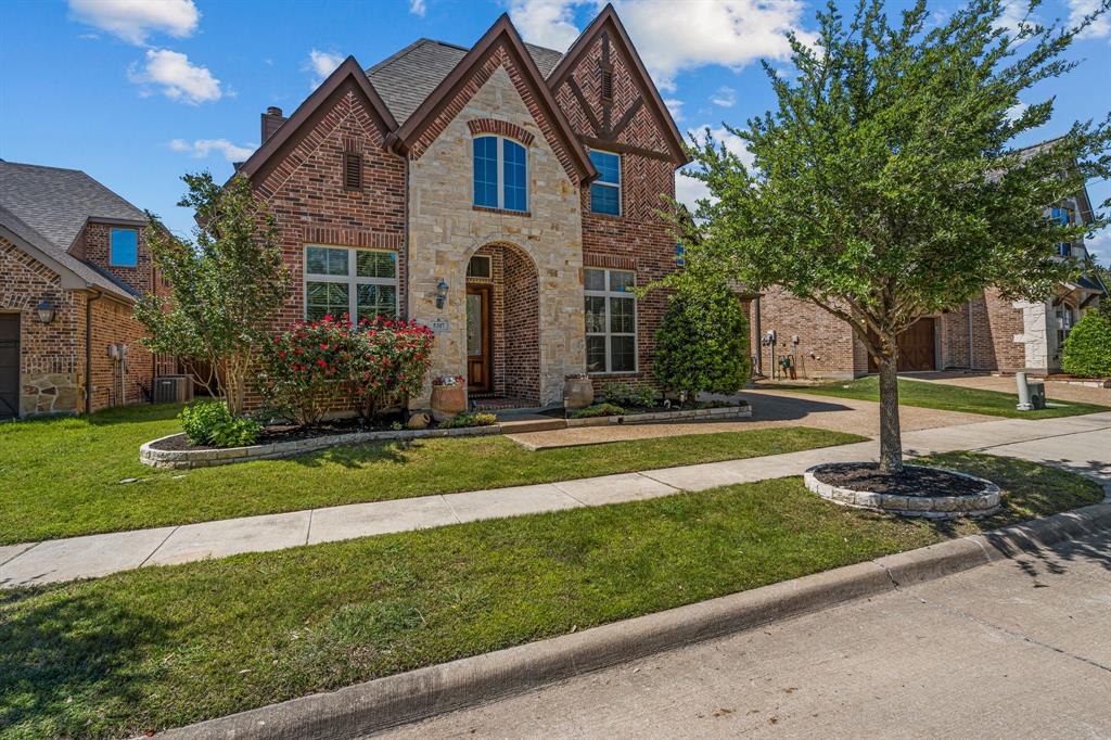 This beautifully updated two-story home backs to a serene greenbelt with walking trails and features a desirable north-facing orientation, designed for both comfort and entertaining in the sought-after Allen ISD. Recently resurfaced and freshly stained wood floors pair beautifully with fresh interior paint and recently refinished kitchen cabinets, creating a warm and modern feel throughout the open-concept floor plan. The spacious kitchen is equipped with newer stainless steel appliances, gas range, built in wine fridge and opens seamlessly to the living and dining areas. The flexible layout includes a private office, a spacious downstairs primary suite, and an additional guest bedroom on the first floor, while two secondary bedrooms, a large game room and media room are located upstairs. The game room even features a wall-mounted Tonal strength training system, perfect for at-home workouts! Step outside to enjoy the extended patio and large private backyard, perfect for grilling, entertaining or relaxing. With a small playground just across the street, this home offers both privacy and a great outdoor lifestyle. Additional upgrades include a tankless water heater replaced in 2025, incredible newer metal garage storage cabinets and overhead storage racks offering exceptional organization and functionality. This home truly has it all — style, space, storage, and an unbeatable location close to shopping and easy commuting.