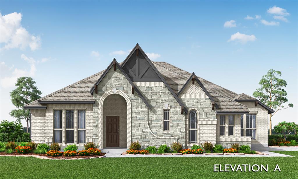 Brand New, Never Lived In! Welcome to this beautifully designed Primrose FE, located in the sought-after Coyote Crossing community. Positioned on an impressive ½-acre corner lot, this home offers an exceptional blend of scale, craftsmanship, and refined upgrades, with 4 bedrooms, 3 full baths, and a 2-car garage. From the moment you arrive, the striking 8' front door and elegant rounded rotunda entry create a grand first impression. Inside, laminate flooring flows throughout the main living areas, establishing a warm, cohesive feel ideal for both everyday living and entertaining. At the front of the home, the private study with glass French doors provides a quiet, polished space for working from home or relaxing with a book.
The deluxe kitchen serves as the heart of the home, featuring upgraded quartz countertops, double ovens, generous cabinetry, and an open layout that connects effortlessly to the living spaces. Just off the kitchen, the formal dining room is perfectly suited for hosting holiday meals, celebrations, or intimate dinners. The family room is truly a showstopper, highlighted by soaring 17-foot ceilings and a dramatic stone fireplace extending floor-to-ceiling, creating a stunning focal point and an inviting atmosphere for gathering. Natural light fills the space, enhancing the open and airy design. The bedroom layout is thoughtfully planned for comfort and privacy, with spacious secondary bedrooms and a relaxing primary suite. Outdoor living is equally appealing, with both a covered front porch and covered back patio—perfect for enjoying peaceful mornings or evenings outdoors. With its premium corner lot, striking architectural features, and upscale interior finishes, this Primrose FE is a standout opportunity in Coyote Crossing..