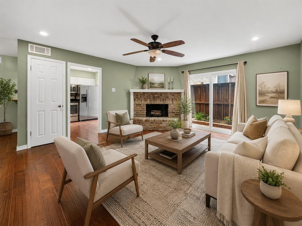 Welcome to 5626 Preston Oaks Rd #25C, a beautifully maintained two-story condo in the gated Preston Oaks Crossing community, ideally located in the heart of North Dallas. This 2-bedroom, 2.5-bath home offers 1,135 square feet of functional living space with an open layout designed for comfortable everyday living.

The first floor features a spacious living room with a cozy wood-burning fireplace, a dining area, a well-appointed kitchen with granite countertops, a convenient half bath for guests, and a separate utility room. Upstairs, both bedrooms include private en-suite bathrooms and walk-in closets, providing comfort and privacy for homeowners or guests alike. Sliding glass doors bring in natural light and open to a private fenced patio, perfect for relaxing or enjoying your morning coffee. Additional storage and an assigned covered parking space add to the home's convenience.

Residents of Preston Oaks Crossing enjoy gated access, two community swimming pools, beautifully maintained grounds, and HOA services that cover water, sewer, exterior maintenance, internet and cable service through Spectrum. The location offers quick access to the Dallas North Tollway, I-635, and US-75, with shopping, dining, and entertainment just minutes away at Addison, the Galleria, and Village on the Parkway. Whether you're a first-time homebuyer, downsizing, or looking for a low-maintenance investment in a prime North Dallas location, this move-in-ready condo is an excellent opportunity.